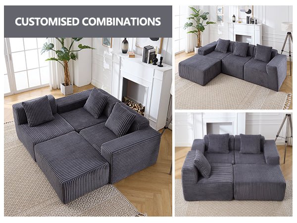 Modern Minimalist Modular Sectional Sofa with Deep Seats (W2959S00002) - Direct Wicker