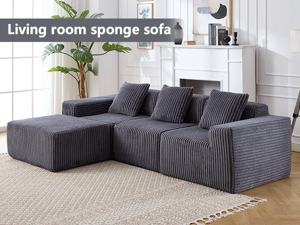 Modern Minimalist Modular Sectional Sofa with Deep Seats (W2959S00002) - Direct Wicker
