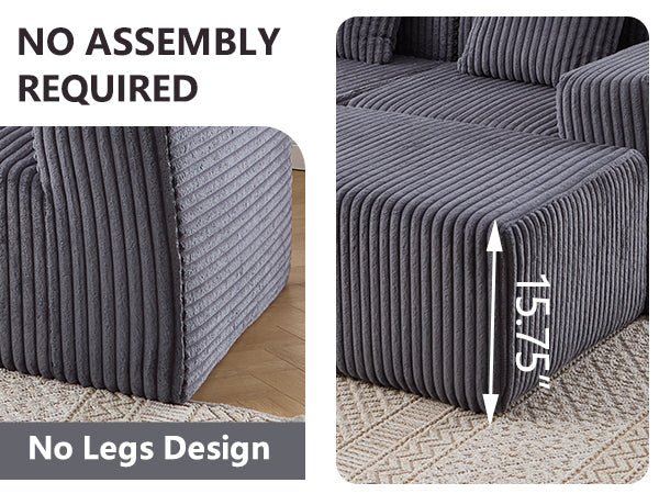 Modern Minimalist Modular Sectional Sofa with Deep Seats (W2959S00002) - Direct Wicker