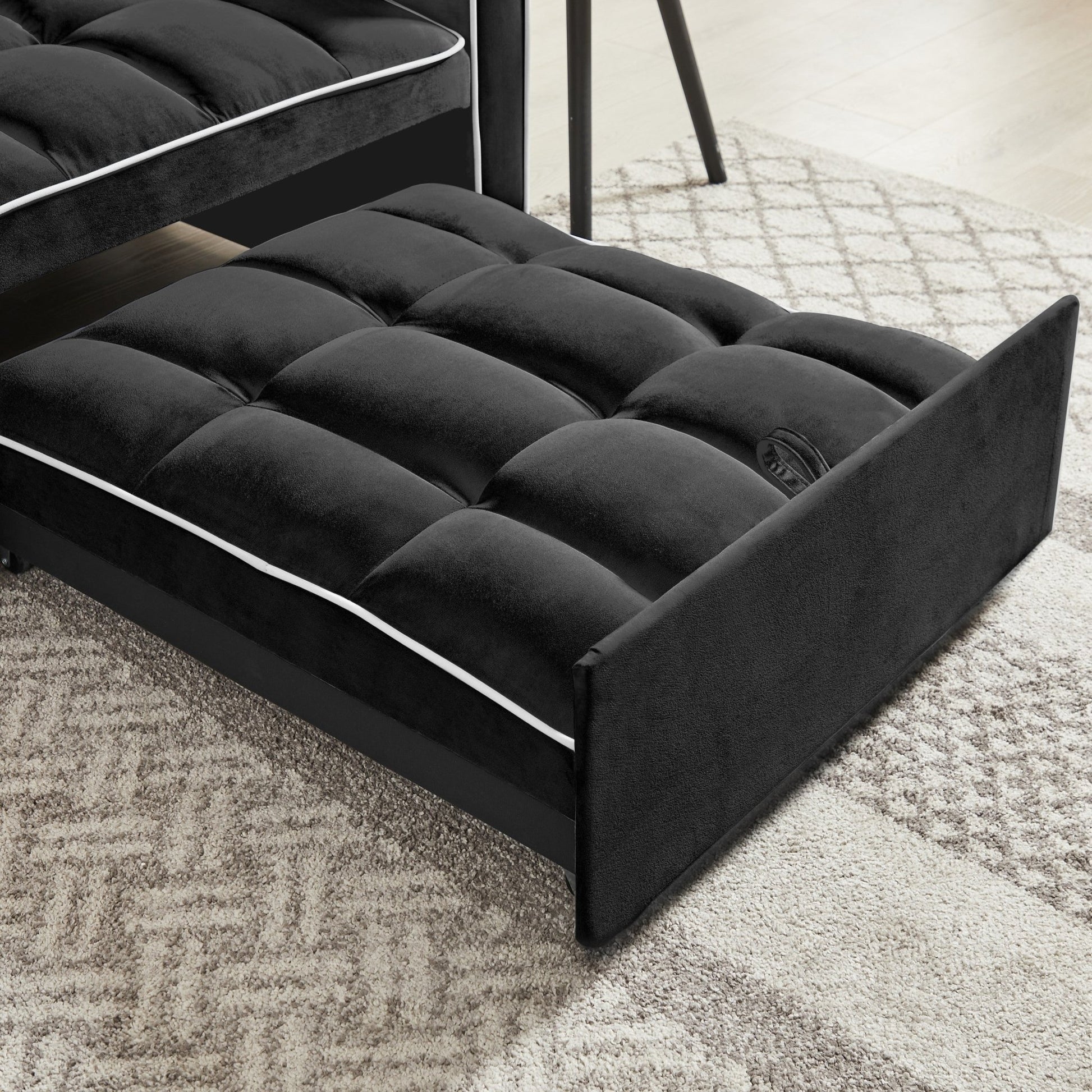 Modern Velvet Three - in - One Sofa Bed Chair Adjustable Recliner Black (W1359137373) - Direct Wicker