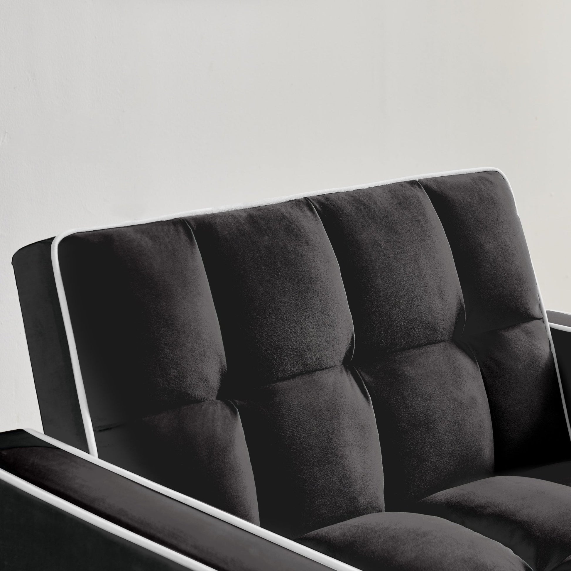 Modern Velvet Three - in - One Sofa Bed Chair Adjustable Recliner Black (W1359137373) - Direct Wicker
