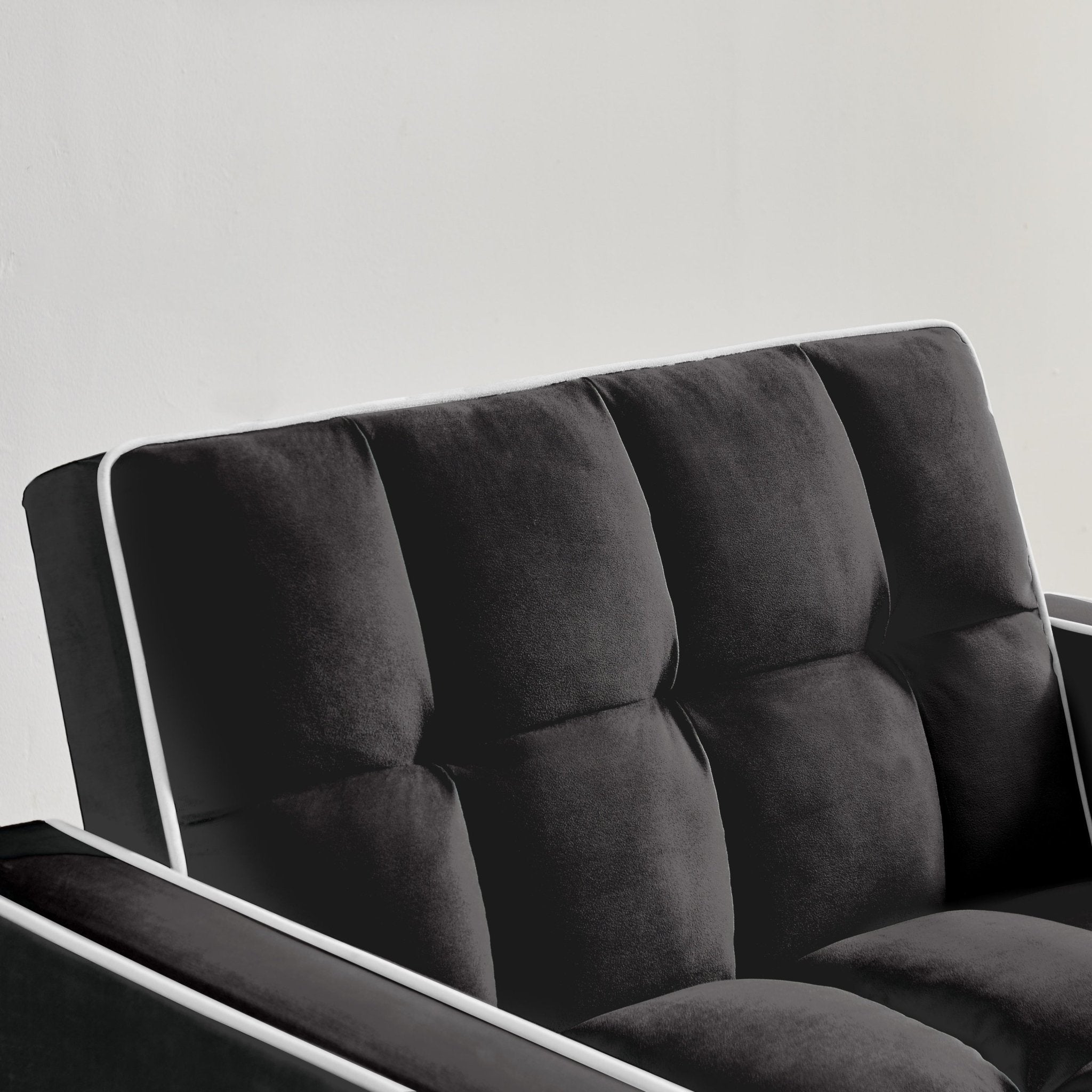 Modern Velvet Three - in - One Sofa Bed Chair Adjustable Recliner Black (W1359137373) - Direct Wicker