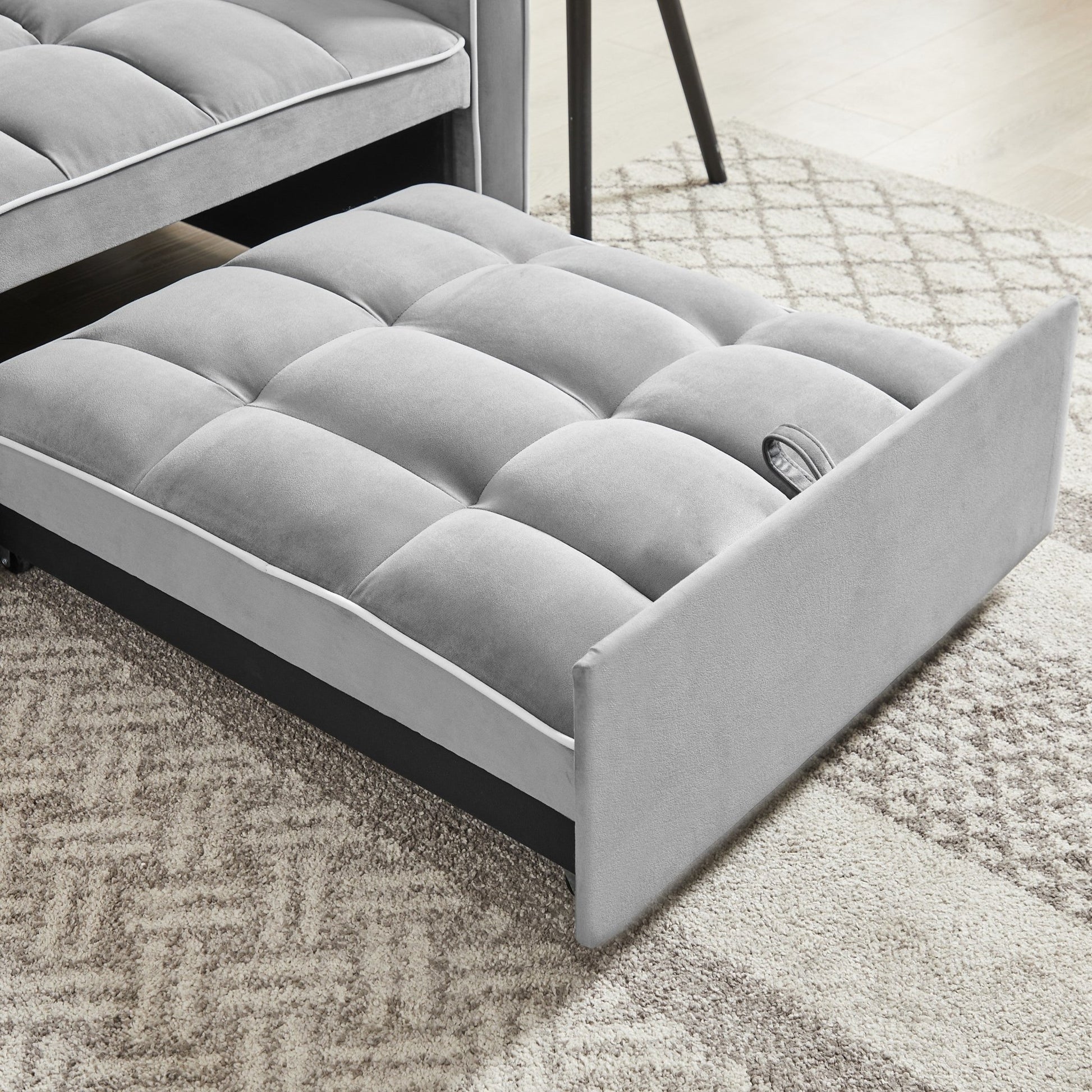 Modern Velvet Three - in - One Sofa Bed Chair Recliner Grey (W1359137376) - Direct Wicker