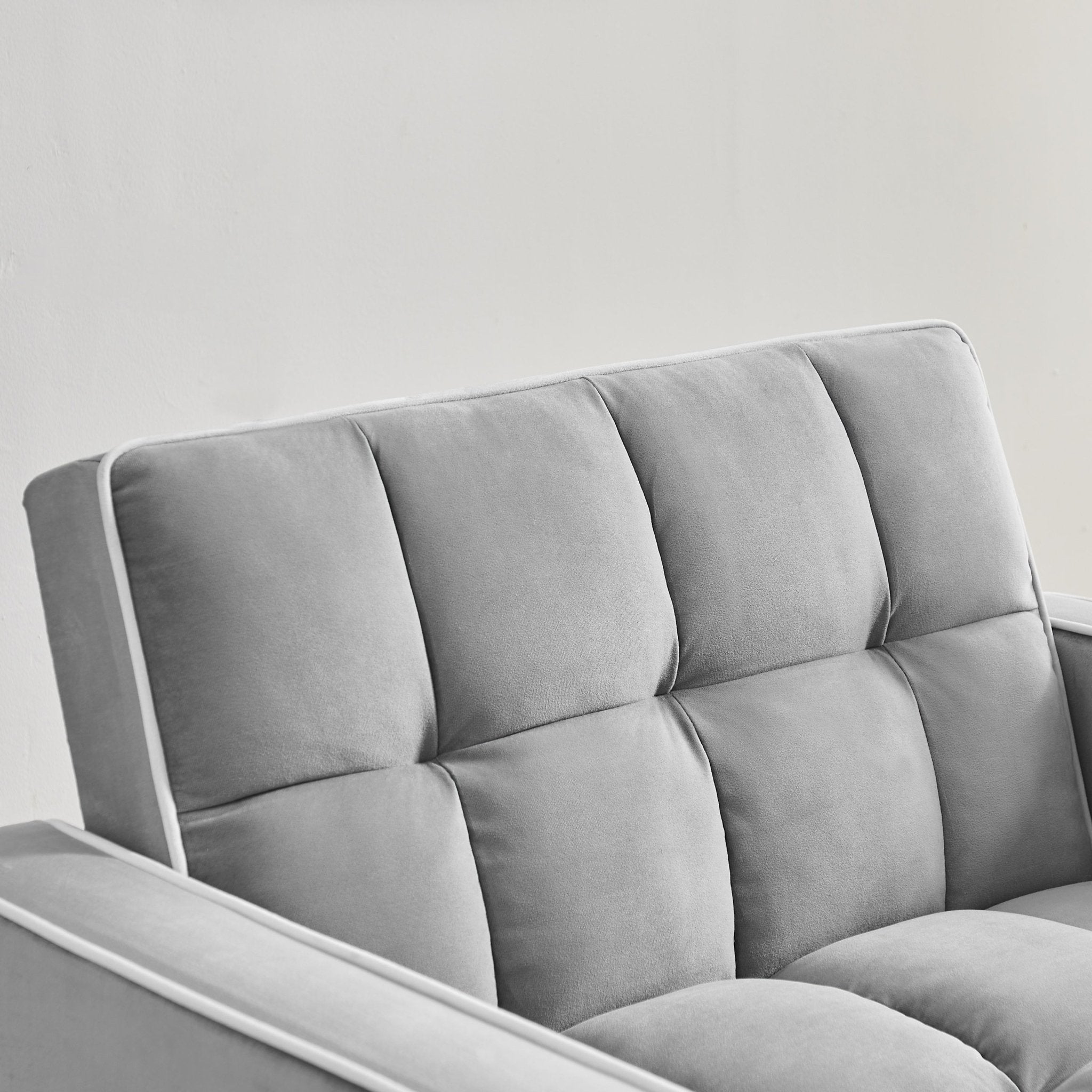 Modern Velvet Three - in - One Sofa Bed Chair Recliner Grey (W1359137376) - Direct Wicker