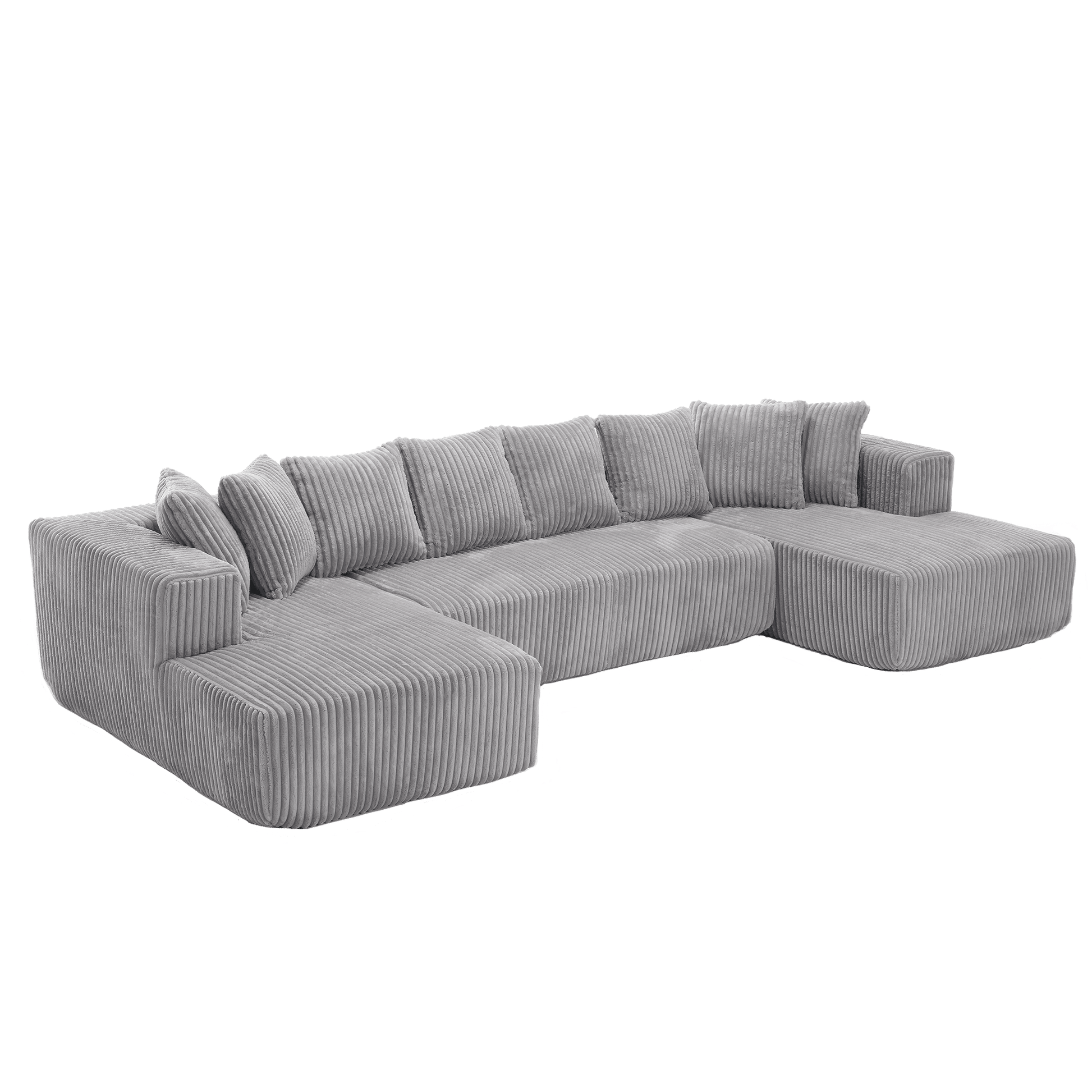 Modular Sectional Couch, U - shaped sofa, Chaise Lounge, Striped fabric (W2981S00010) - Direct Wicker
