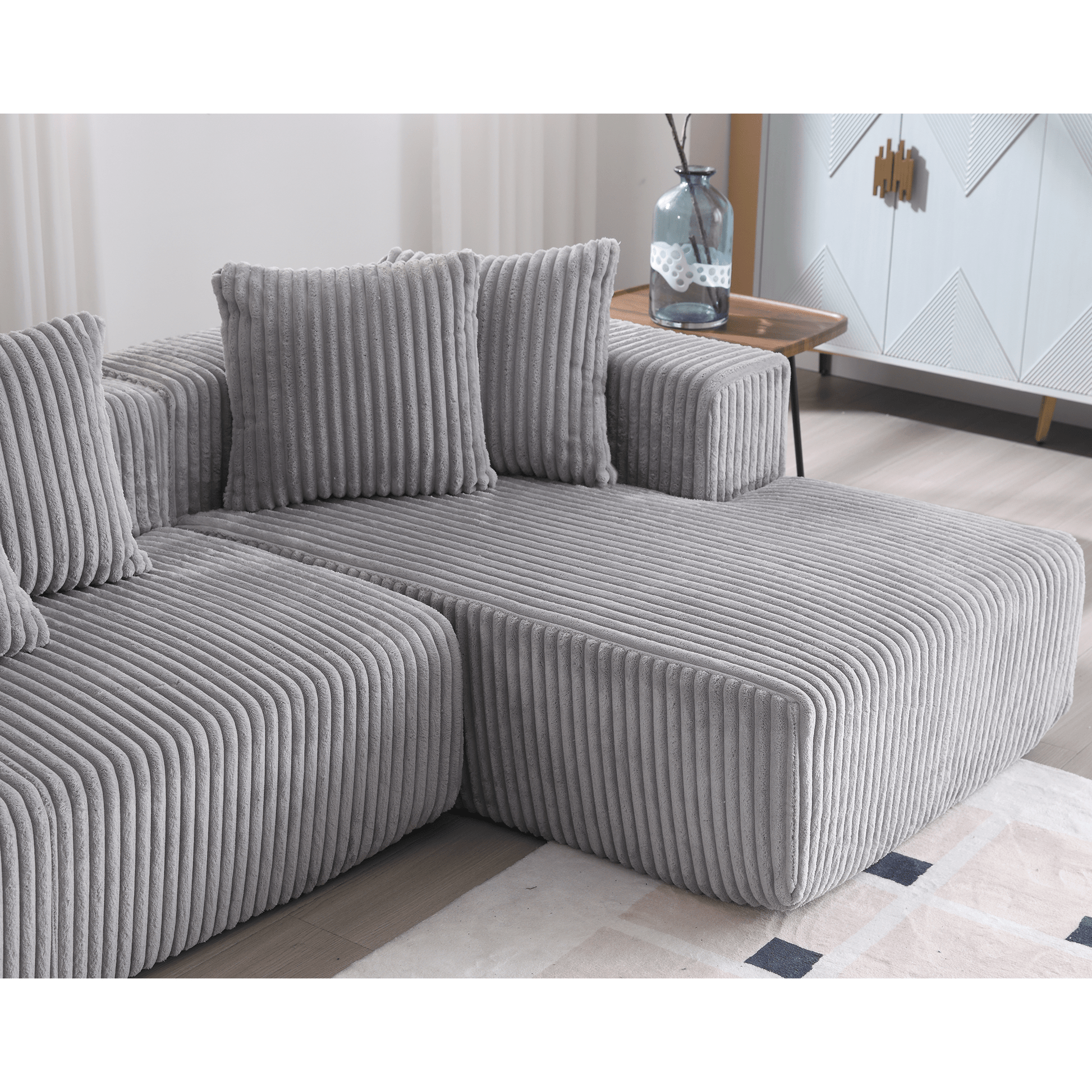 Modular Sectional Couch, U - shaped sofa, Chaise Lounge, Striped fabric (W2981S00010) - Direct Wicker