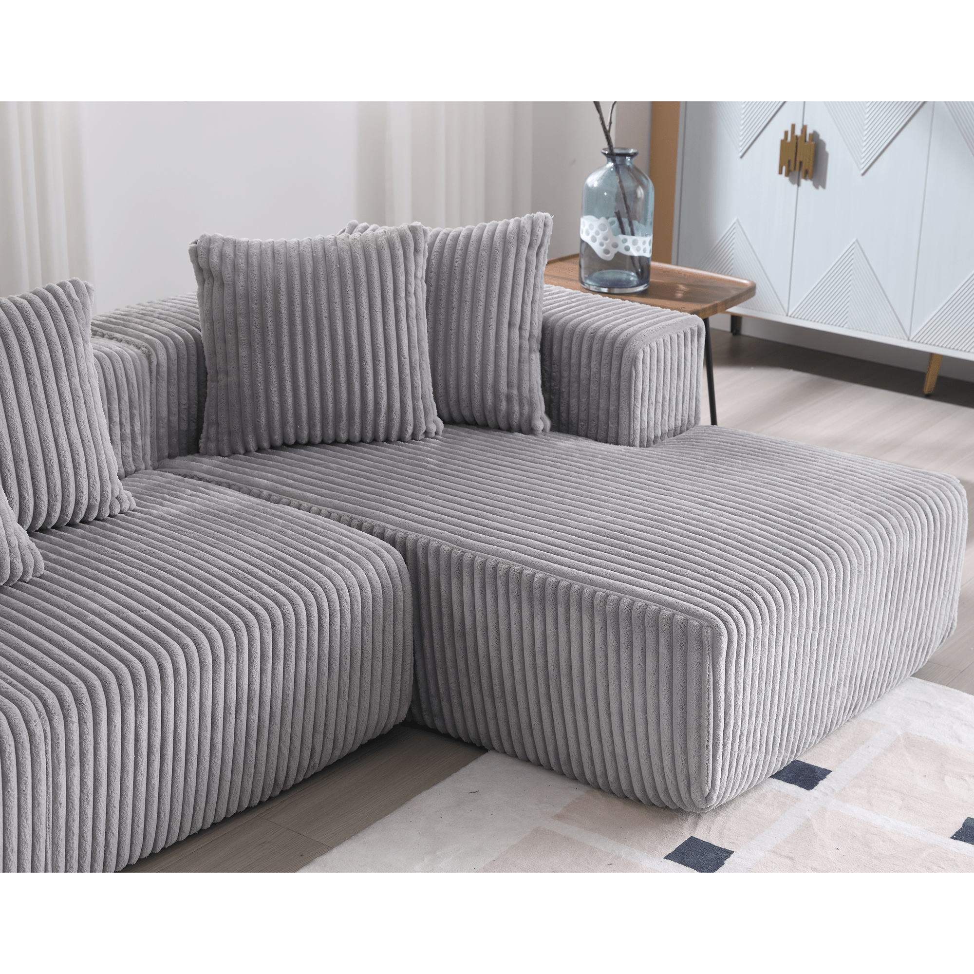 Modular Sectional Couch, U - shaped sofa, Chaise Lounge, Striped fabric (W2981S00010) - Direct Wicker