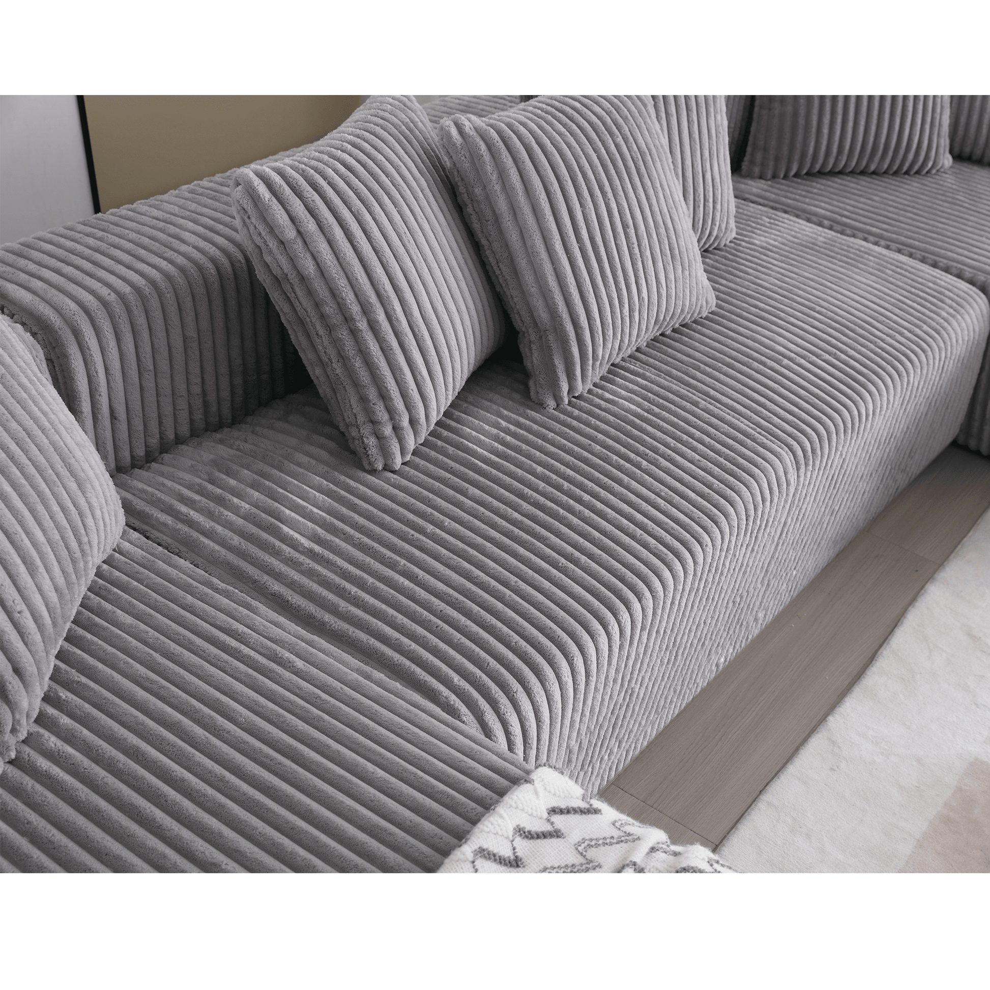 Modular Sectional Couch, U - shaped sofa, Chaise Lounge, Striped fabric (W2981S00010) - Direct Wicker