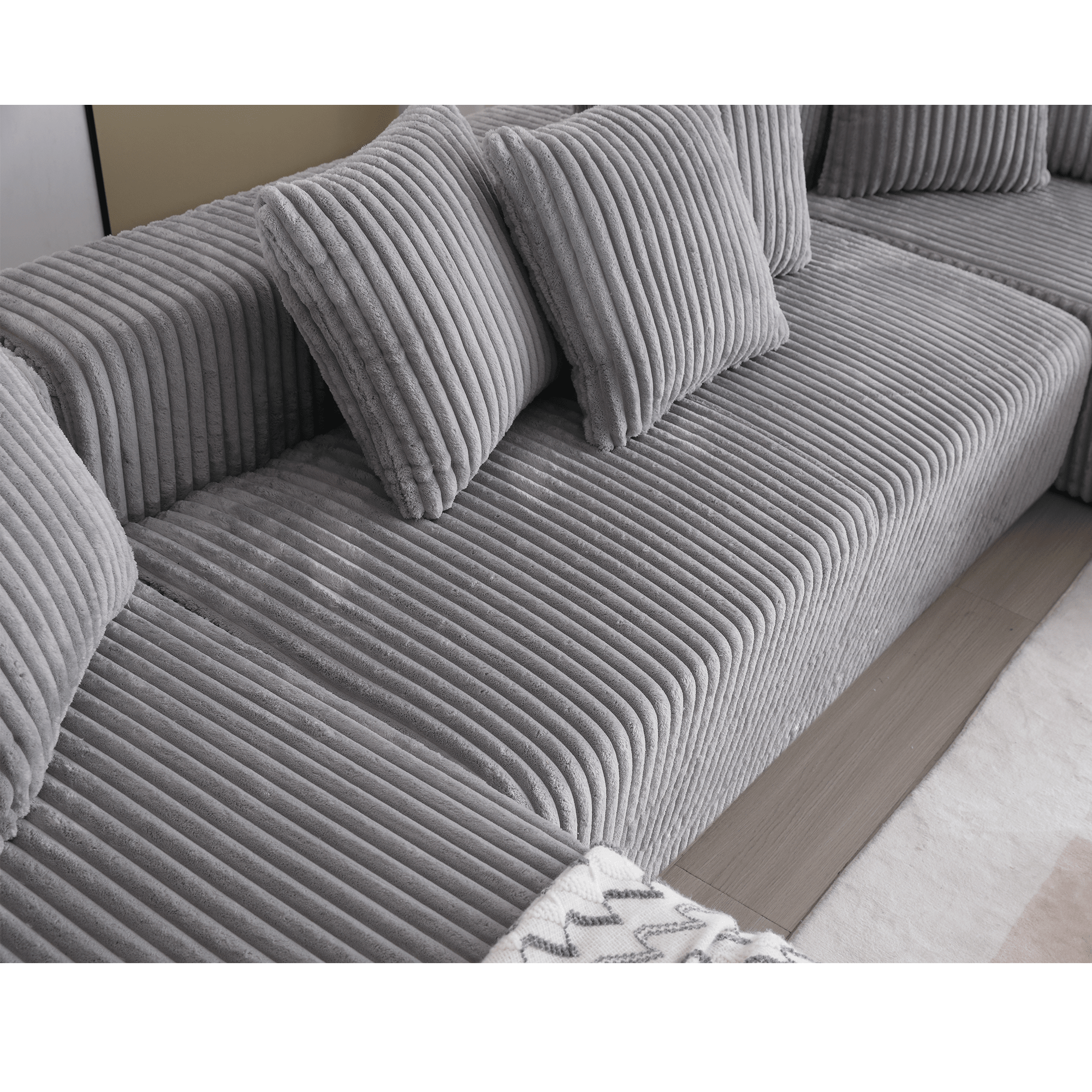 Modular Sectional Couch, U - shaped sofa, Chaise Lounge, Striped fabric (W2981S00010) - Direct Wicker