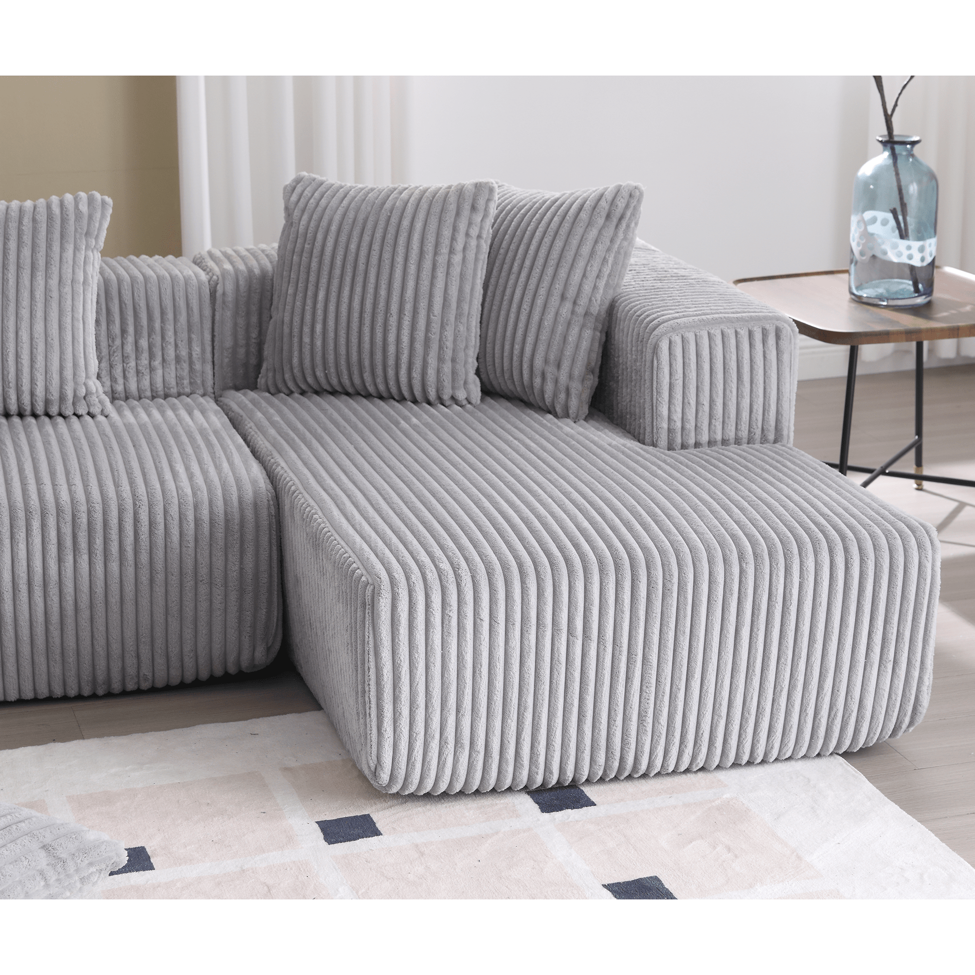 Modular Sectional Couch, U - shaped sofa, Chaise Lounge, Striped fabric (W2981S00010) - Direct Wicker