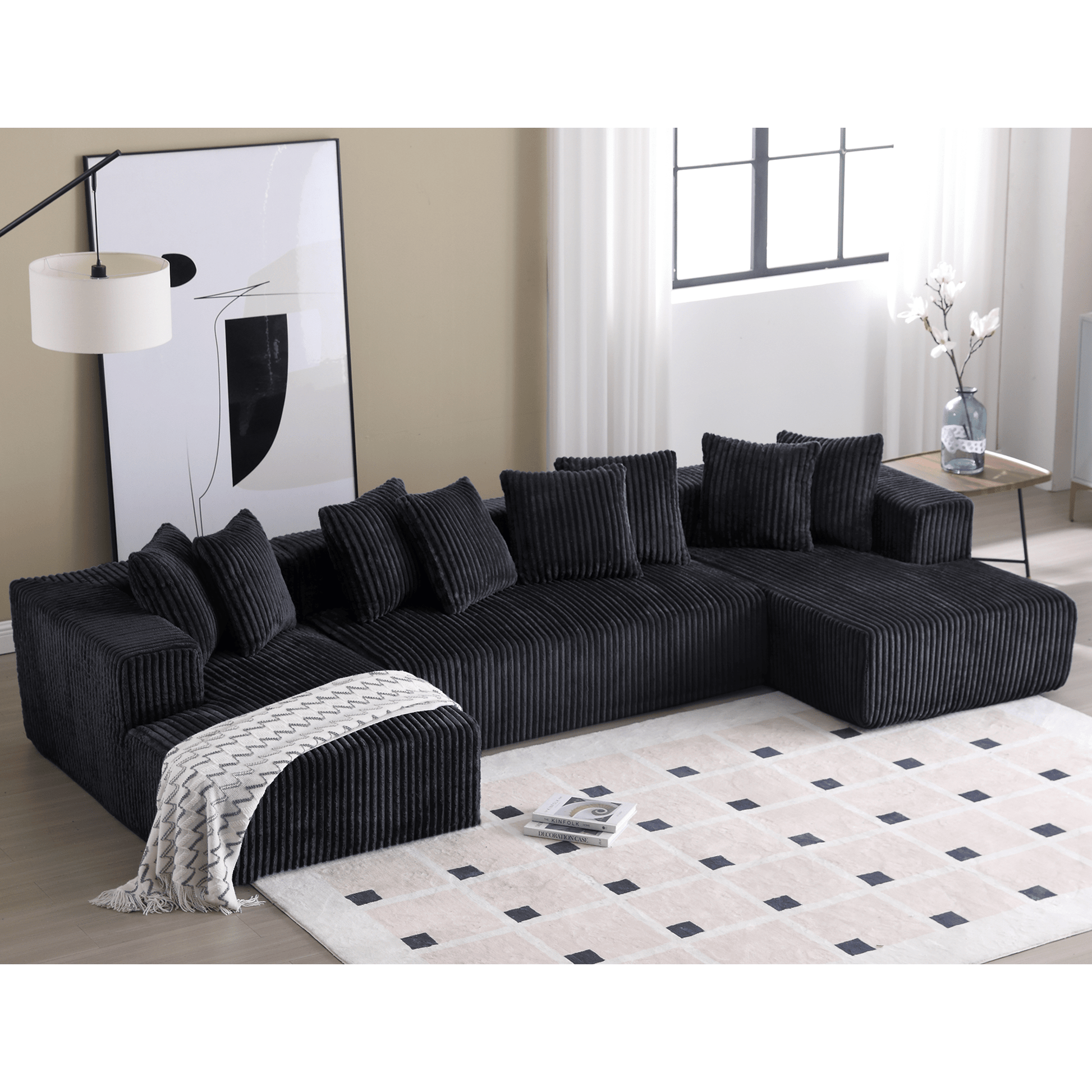 Modular Sectional Couch, U - shaped sofa , Chaise Lounge, Striped fabric (W2981S00011) - Direct Wicker