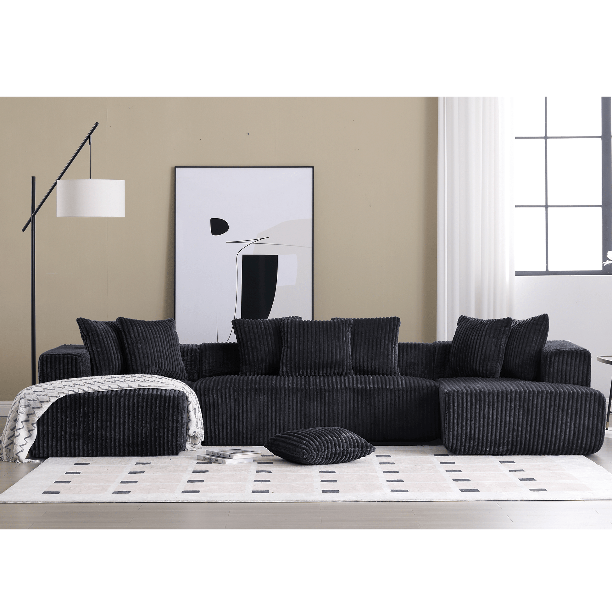 Modular Sectional Couch, U - shaped sofa , Chaise Lounge, Striped fabric (W2981S00011) - Direct Wicker