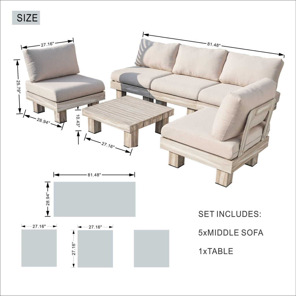 Monterey Modular Armless 5 - Seater Sofa Set (PAS - 2510 - 5S - Armless - SET) - Direct Wicker