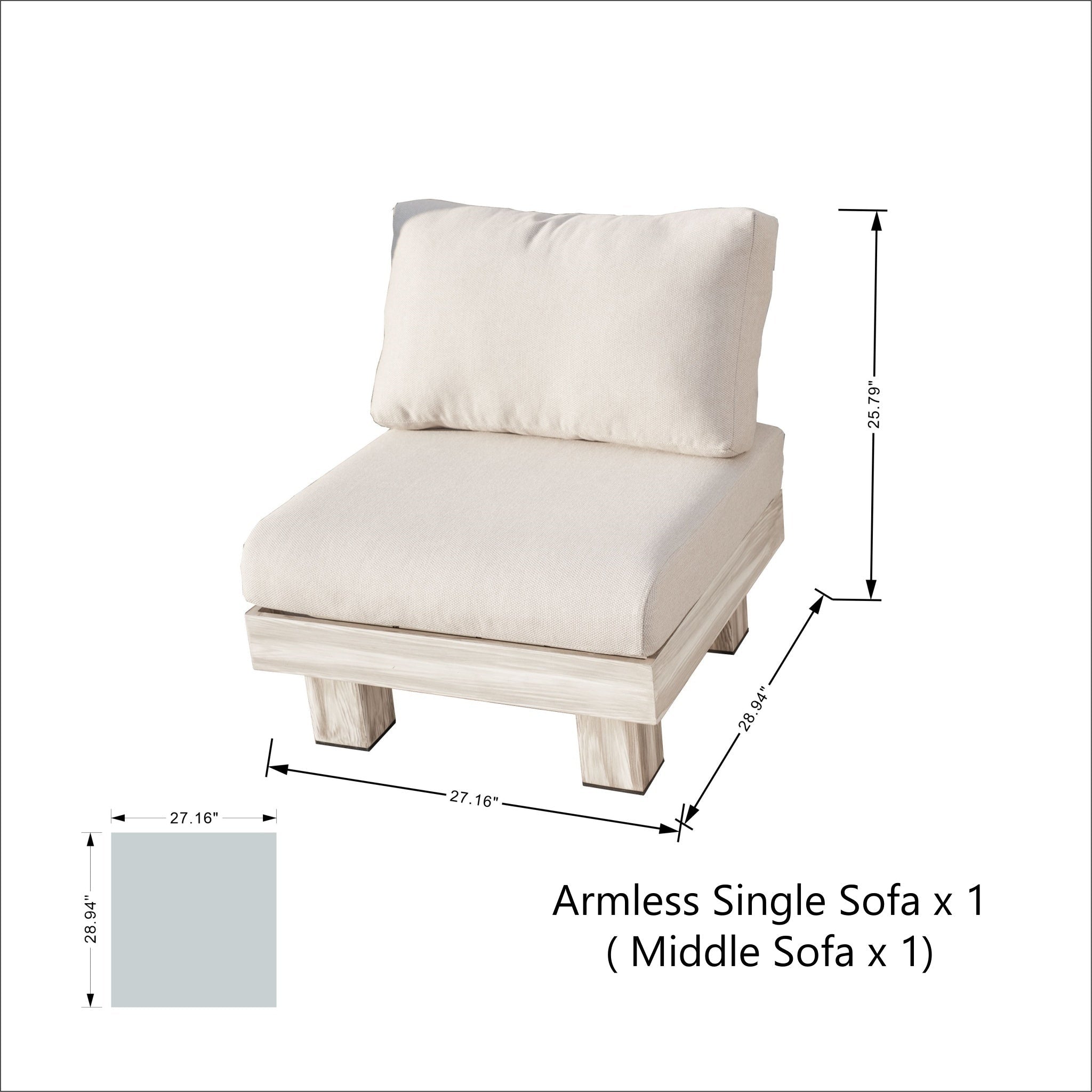 Monterey Modular Armless 5 - Seater Sofa Set (PAS - 2510 - 5S - Armless - SET) - Direct Wicker