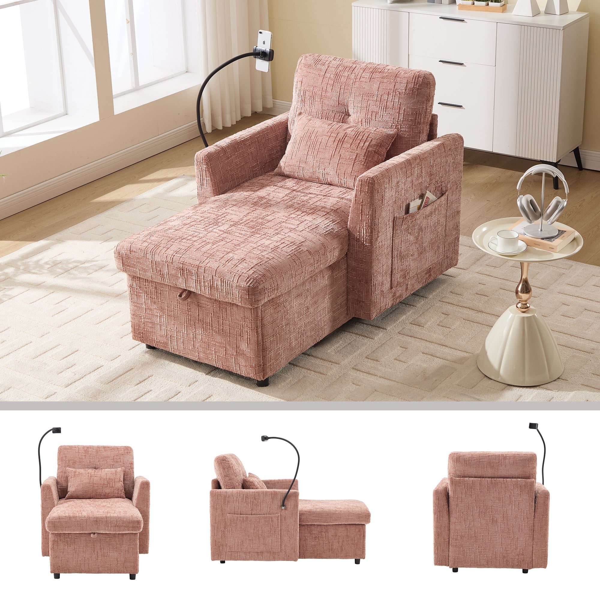 Multifunctional Lazy Person Sofa Recliner with Storage Backrest (W395P318695) - Direct Wicker