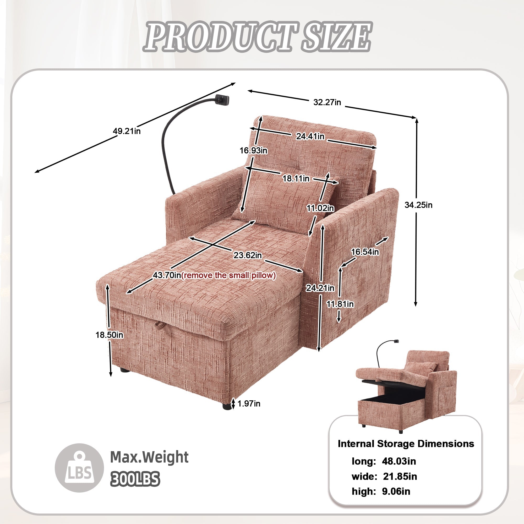 Multifunctional Lazy Person Sofa Recliner with Storage Backrest (W395P318695) - Direct Wicker