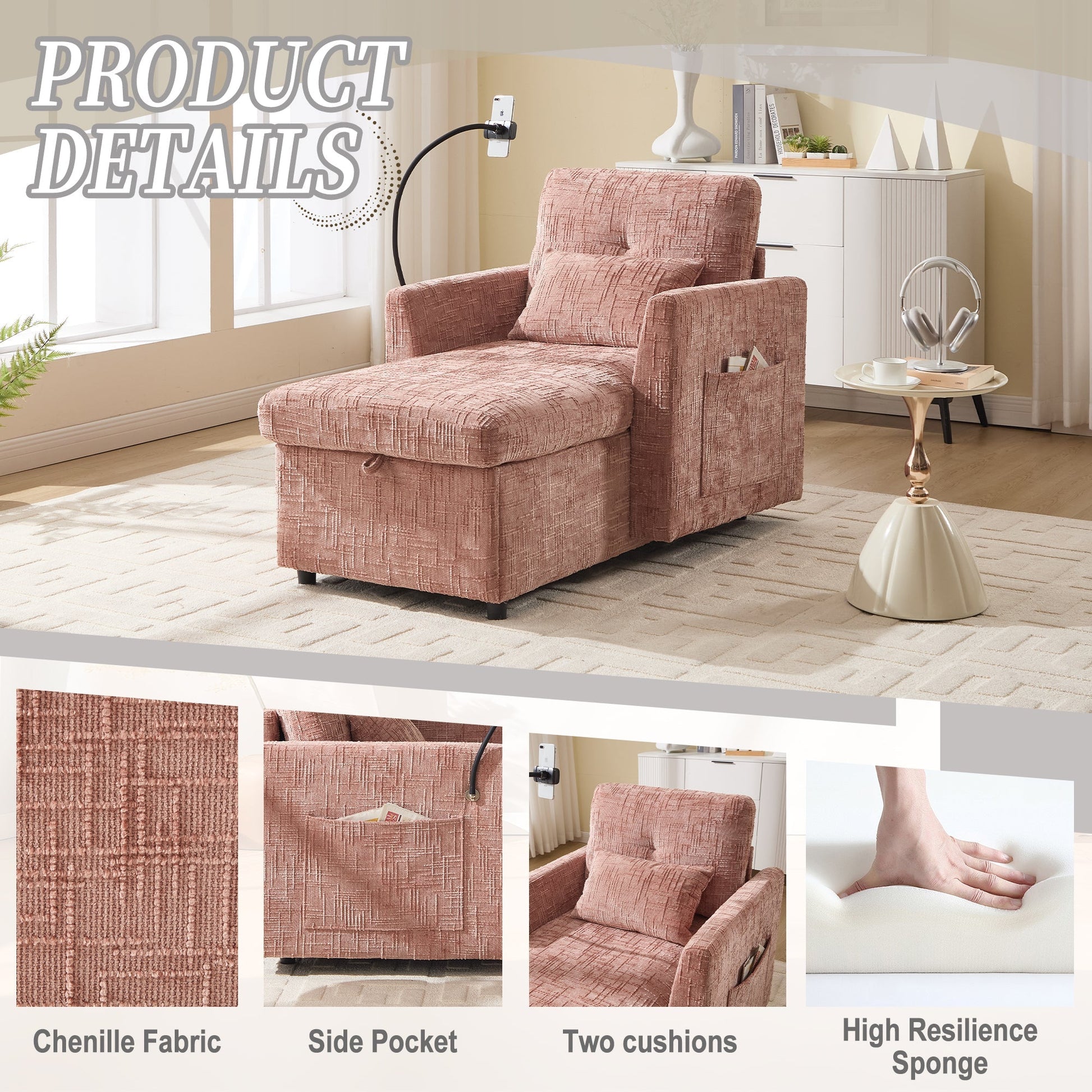 Multifunctional Lazy Person Sofa Recliner with Storage Backrest (W395P318695) - Direct Wicker