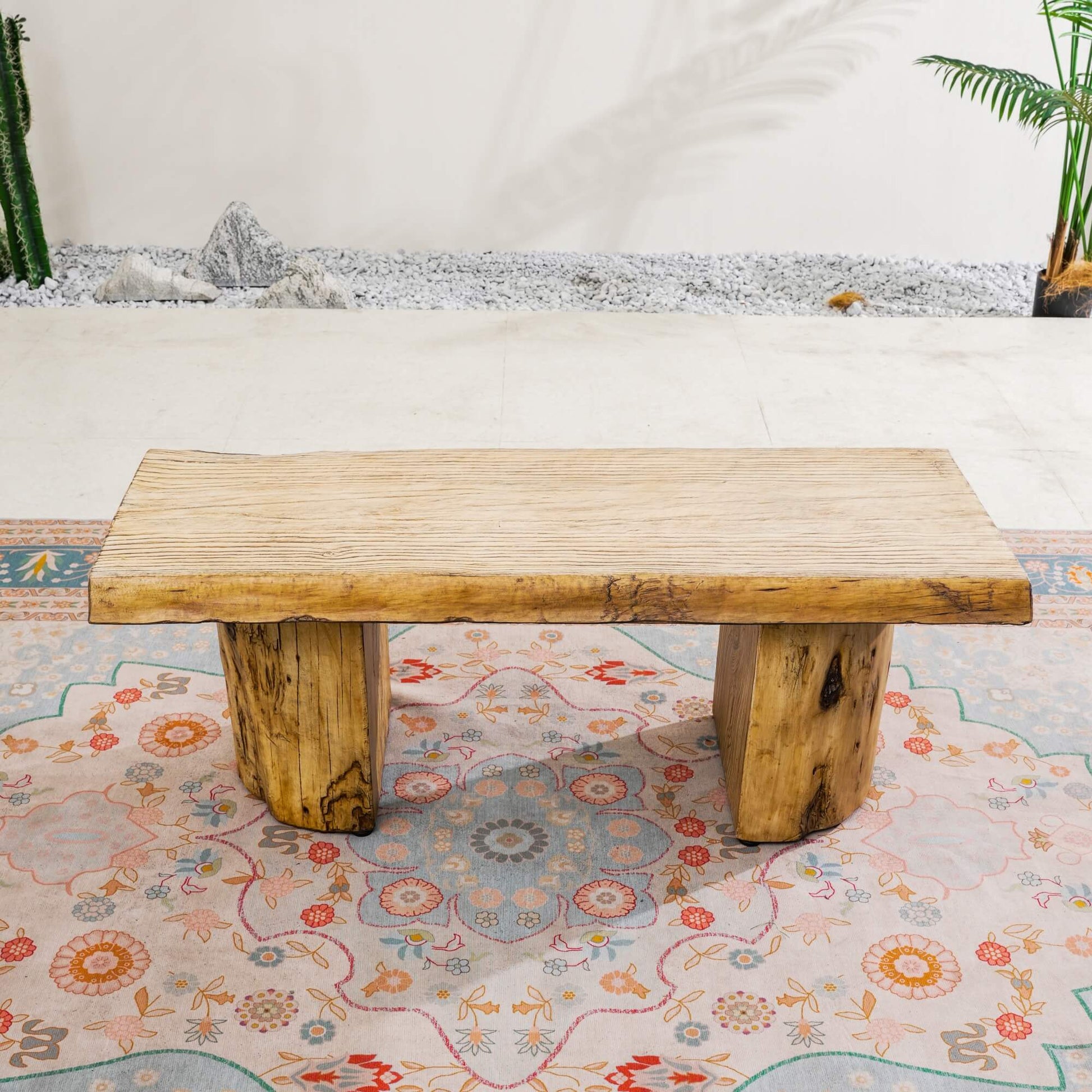 Natural Wood Coffee Table – Terrafab Composite Material with Iron Frame（PAD - 24927TA） - Direct Wicker
