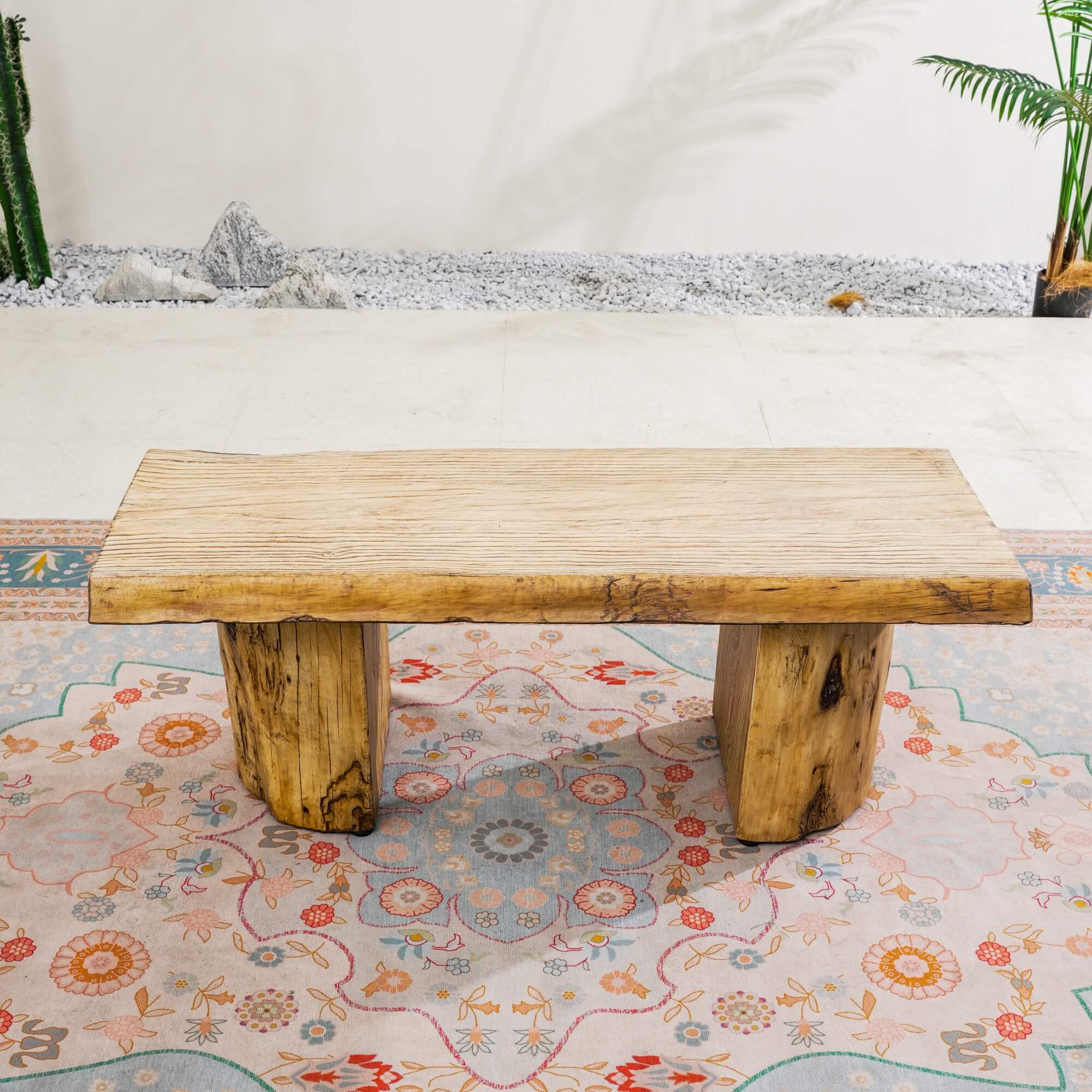 Natural Wood Coffee Table – Terrafab Composite Material with Iron Frame（PAD - 24927TA） - Direct Wicker