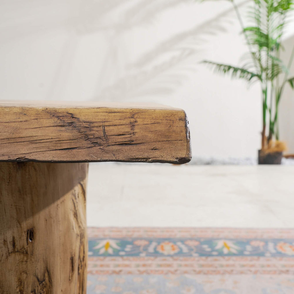 Natural Wood Coffee Table – Terrafab Composite Material with Iron Frame（PAD - 24927TA） - Direct Wicker