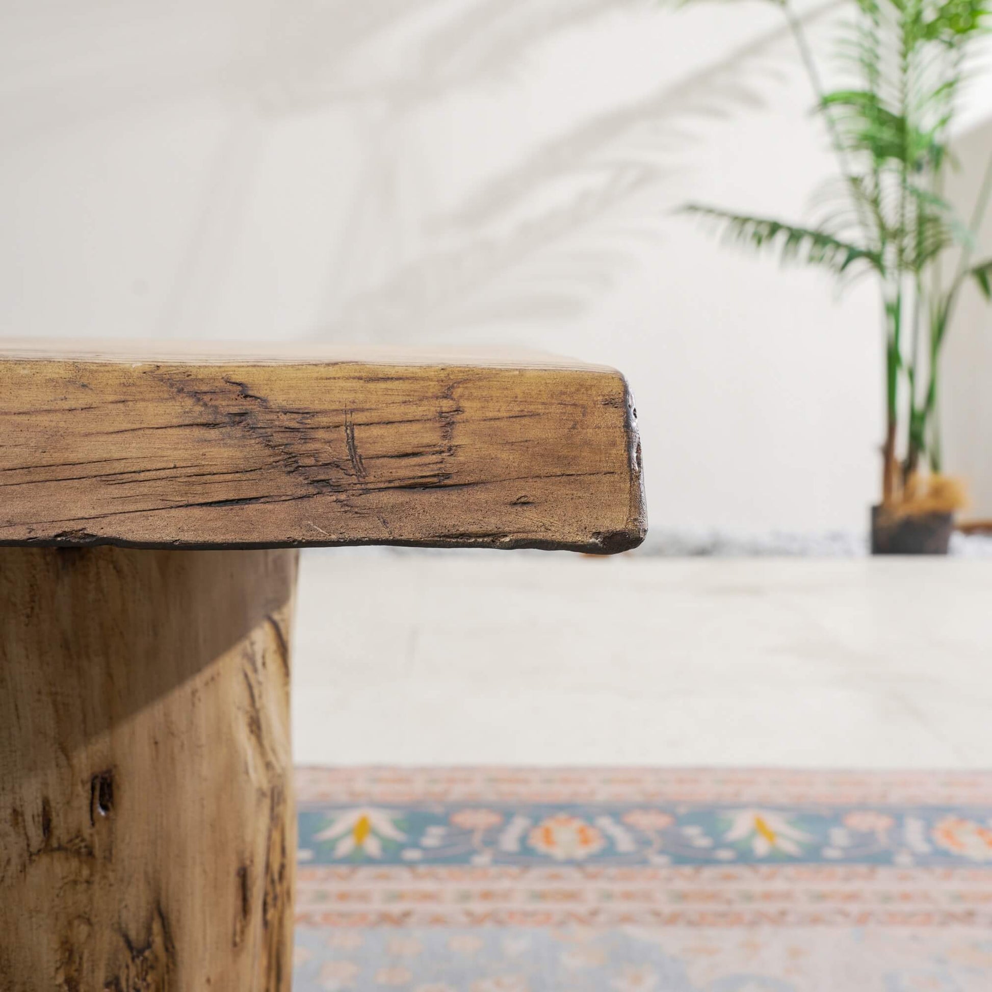 Natural Wood Coffee Table – Terrafab Composite Material with Iron Frame（PAD - 24927TA） - Direct Wicker