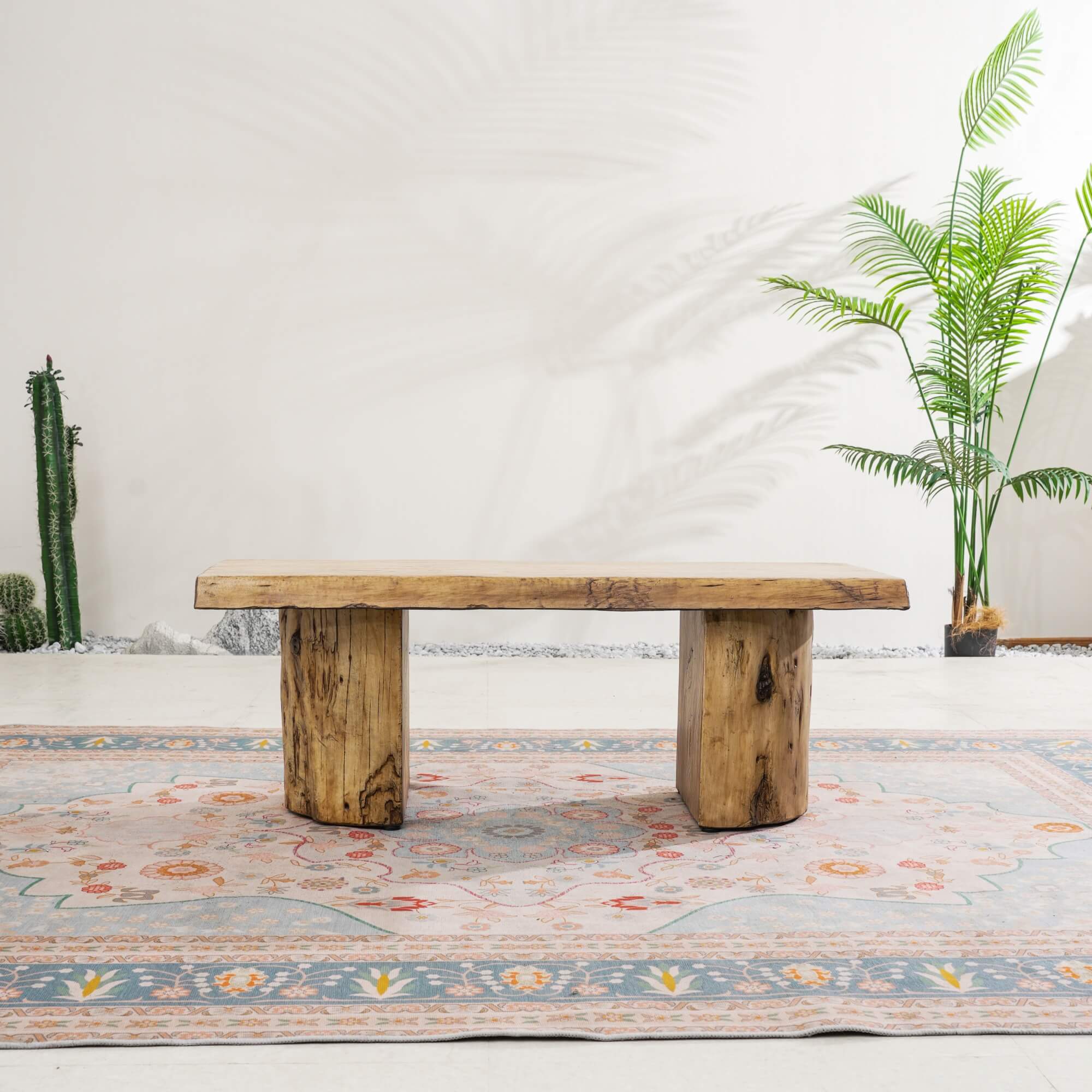 Natural Wood Coffee Table – Terrafab Composite Material with Iron Frame（PAD - 24927TA） - Direct Wicker