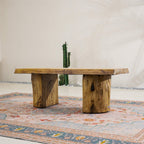 Natural Wood Coffee Table – Terrafab Composite Material with Iron Frame（PAD - 24927TA） - Direct Wicker