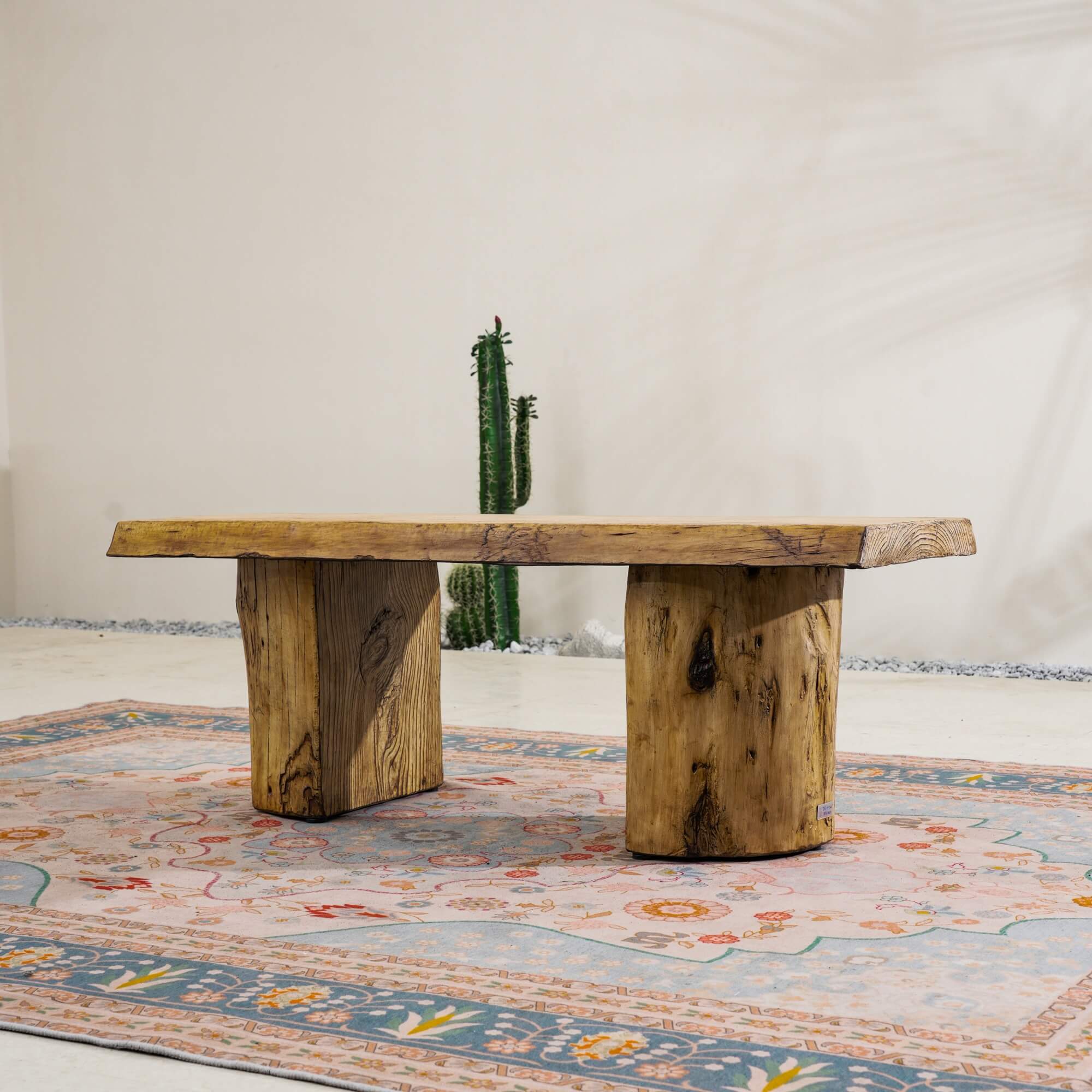 Natural Wood Coffee Table – Terrafab Composite Material with Iron Frame（PAD - 24927TA） - Direct Wicker