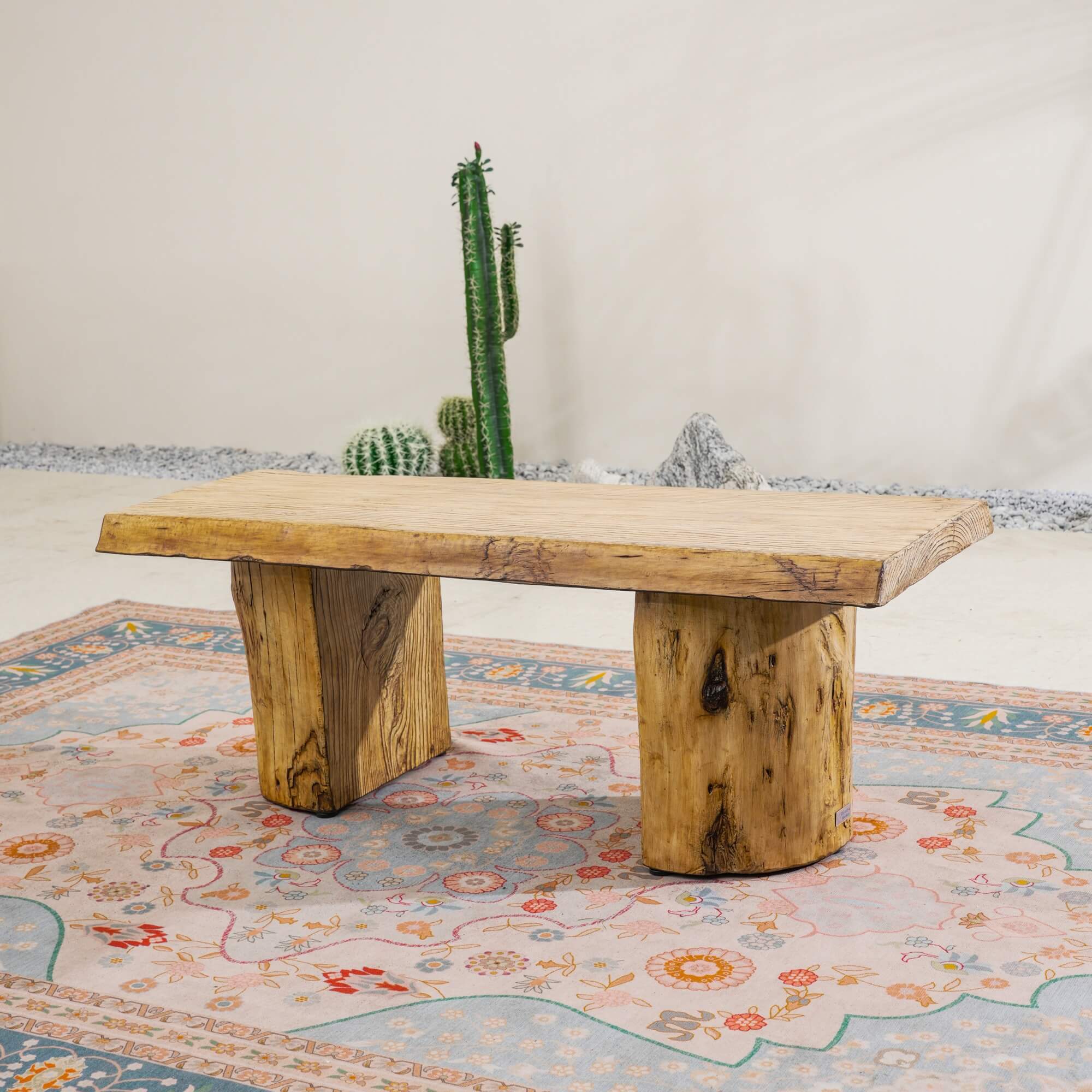 Natural Wood Coffee Table – Terrafab Composite Material with Iron Frame（PAD - 24927TA） - Direct Wicker