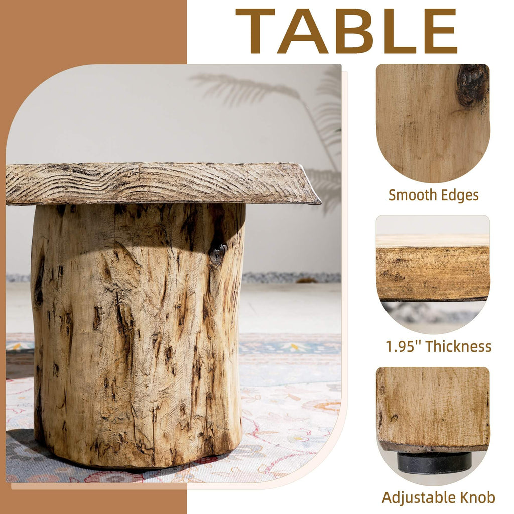 Natural Wood Coffee Table – Terrafab Composite Material with Iron Frame（PAD - 24927TA） - Direct Wicker