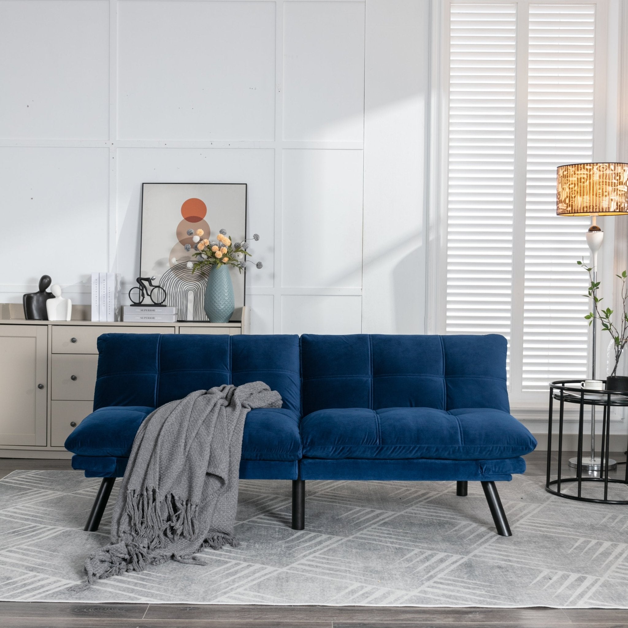 Navy Blue Convertible Folding Modern sofa Bed (W570124913) - Direct Wicker