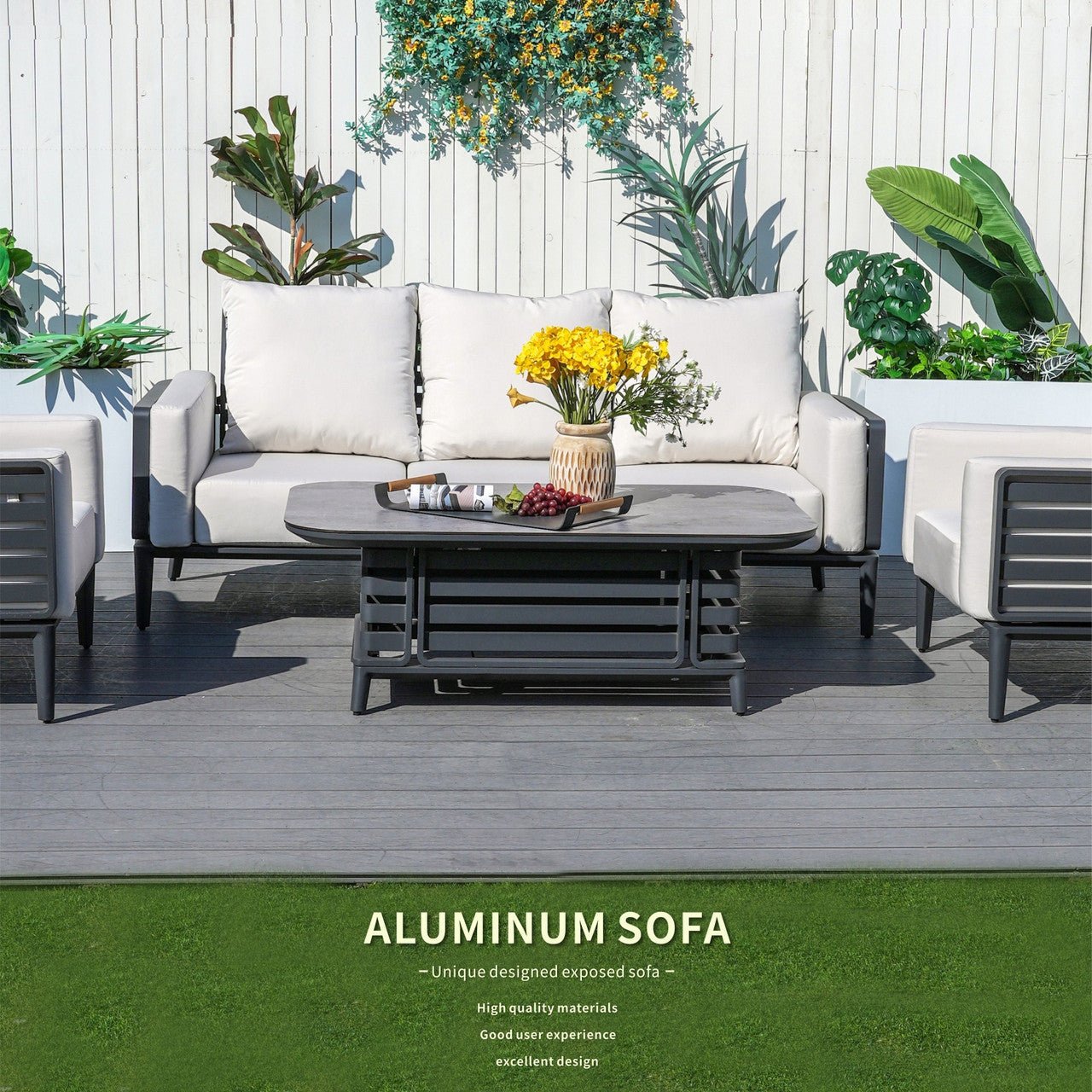 New Aluminum Exposed Tube High-End 5-Seat Sofa Set (PAS-2350TS） - Direct Wicker