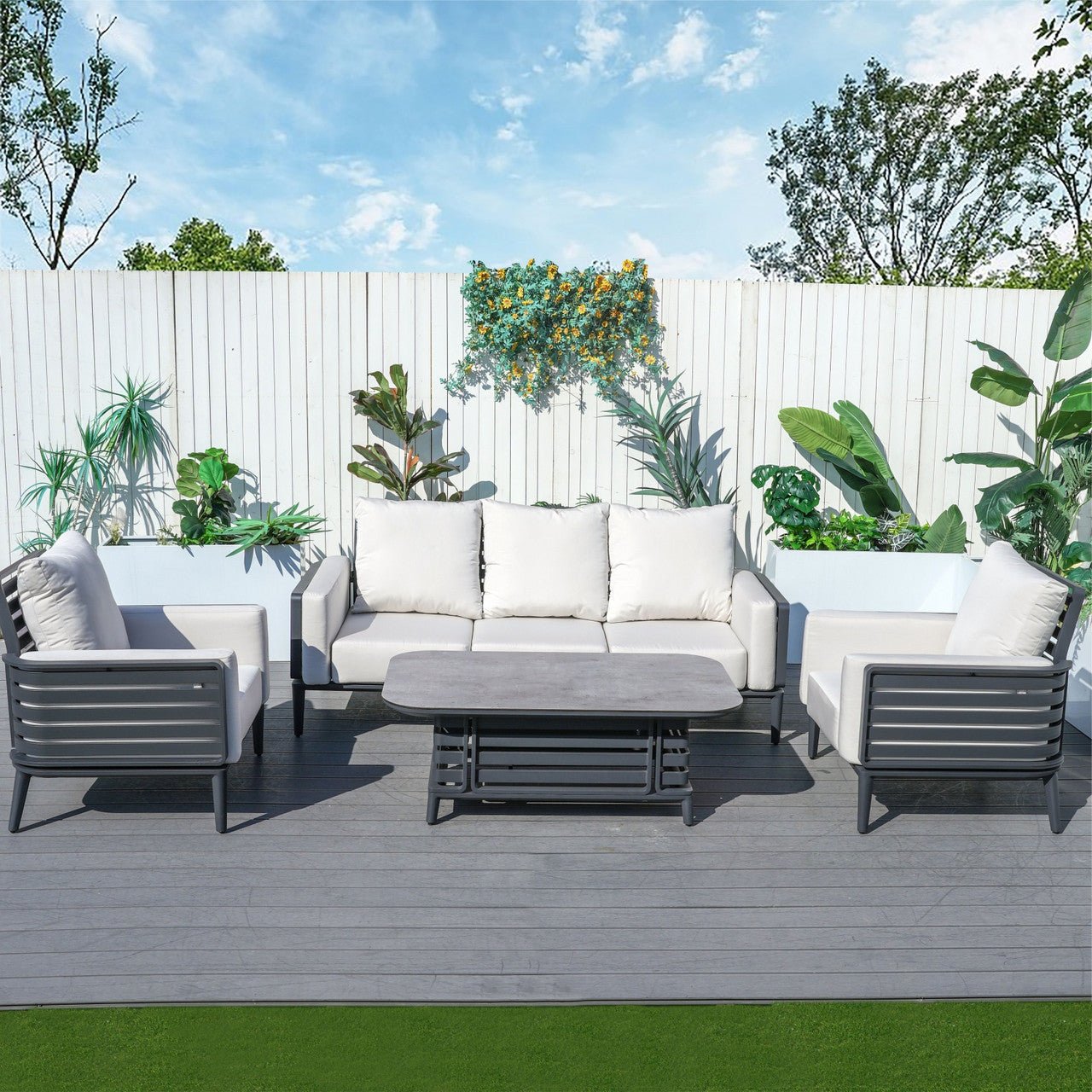 New Aluminum Exposed Tube High - End 5 - Seat Sofa Set (PAS - 2350TS） - Direct Wicker