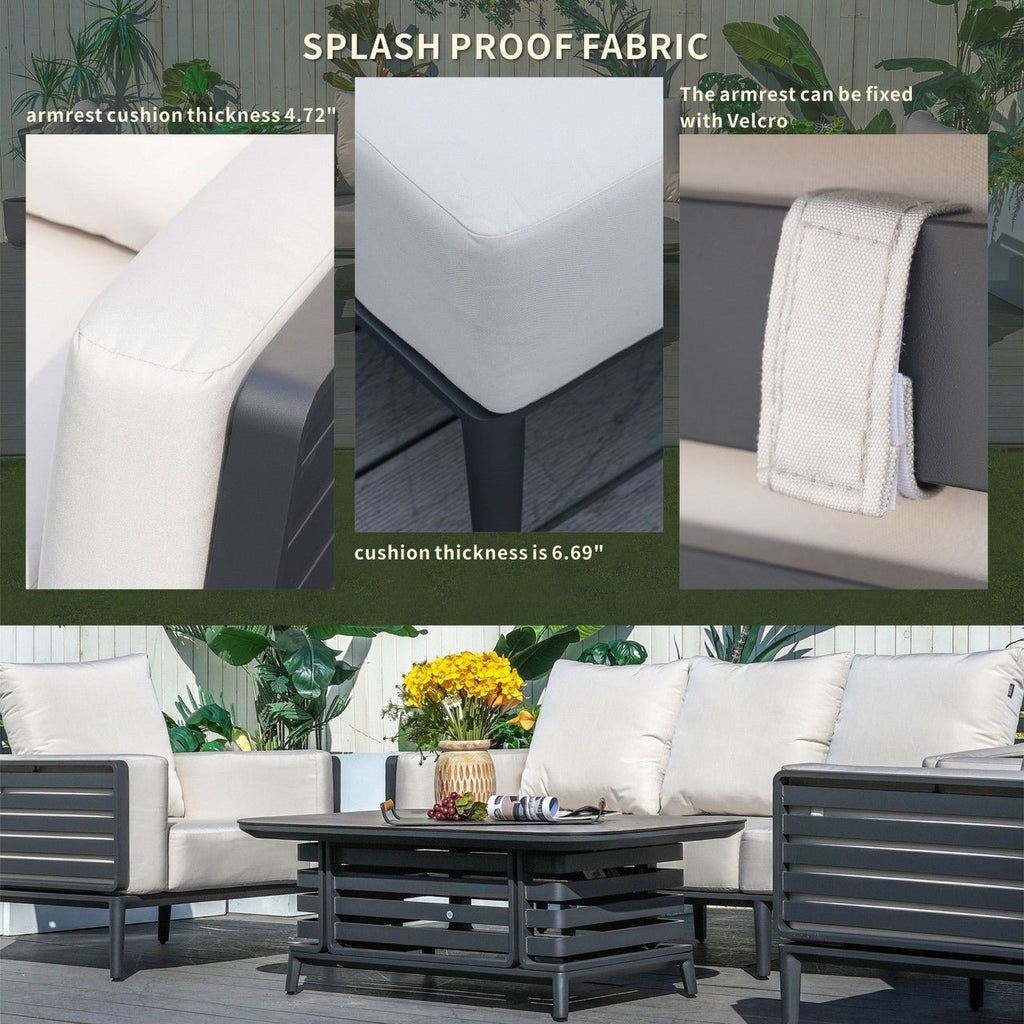 New Aluminum Exposed Tube High-End 5-Seat Sofa Set (PAS-2350TS） - Direct Wicker