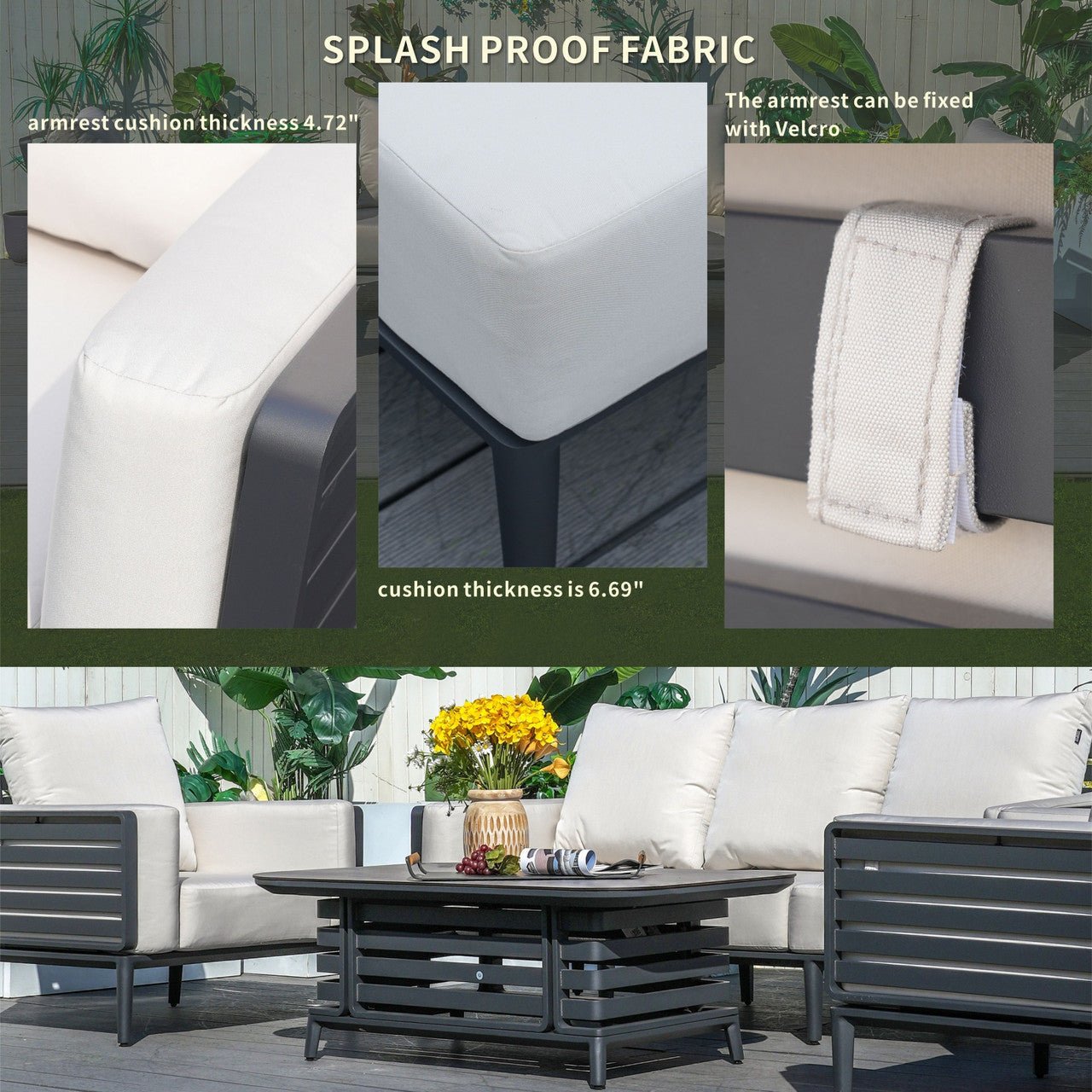 New Aluminum Exposed Tube High-End 5-Seat Sofa Set (PAS-2350TS） - Direct Wicker