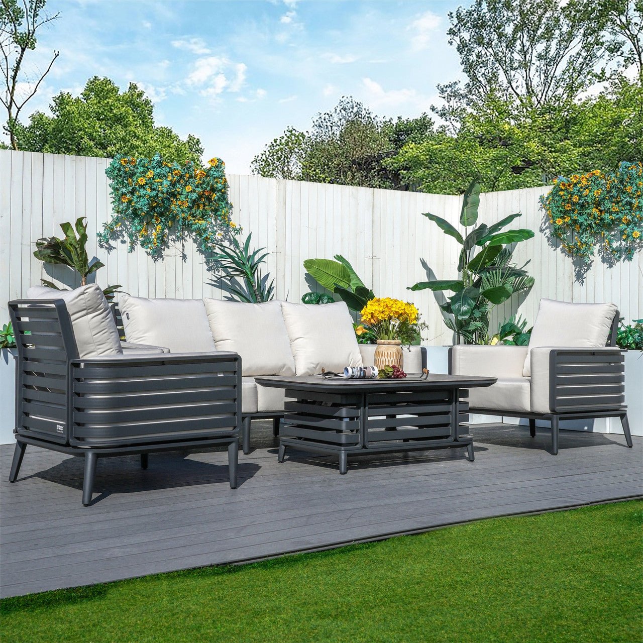 New Aluminum Exposed Tube High - End 5 - Seat Sofa Set (PAS - 2350TS） - Direct Wicker