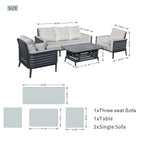 New Aluminum Exposed Tube High-End 5-Seat Sofa Set (PAS-2350TS） - Direct Wicker