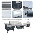 New Aluminum Exposed Tube High-End 5-Seat Sofa Set (PAS-2350TS） - Direct Wicker