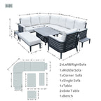 New Aluminum Exposed Tube High - End 8 - Seat Sofa Set (PAS - 2351+2352) - Direct Wicker