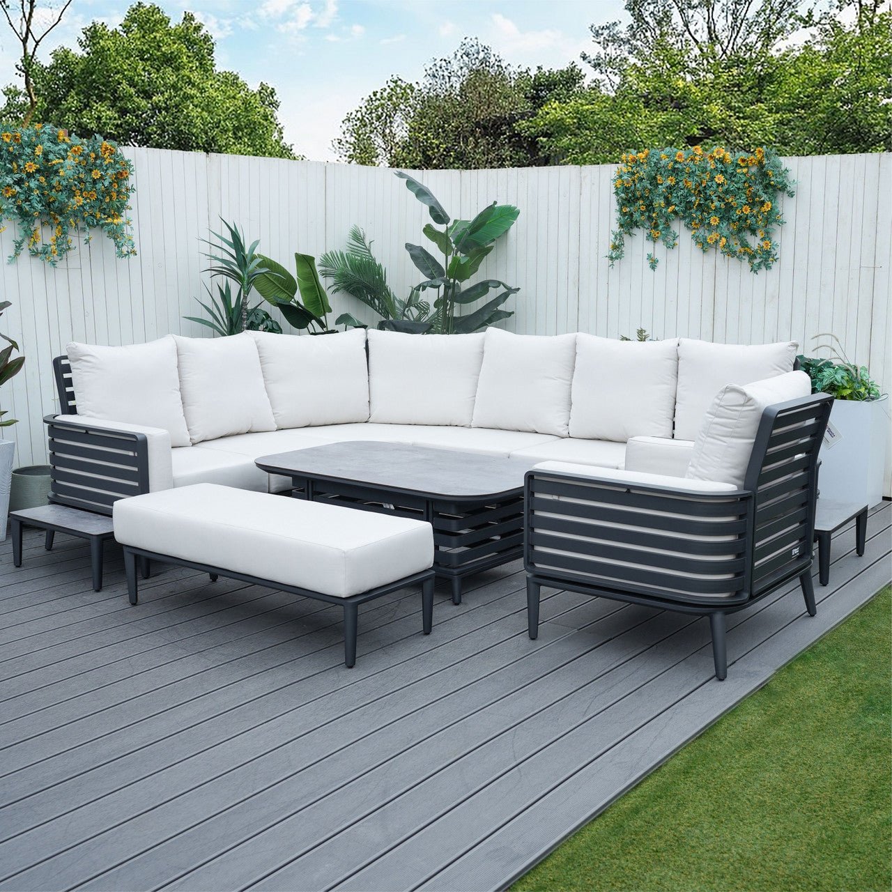 New Aluminum Exposed Tube High - End 8 - Seat Sofa Set (PAS - 2351+2352) - Direct Wicker