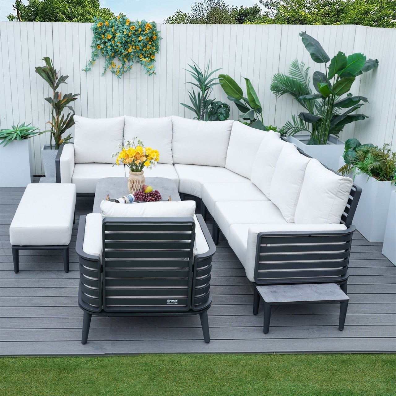 New Aluminum Exposed Tube High - End 8 - Seat Sofa Set (PAS - 2351+2352) - Direct Wicker