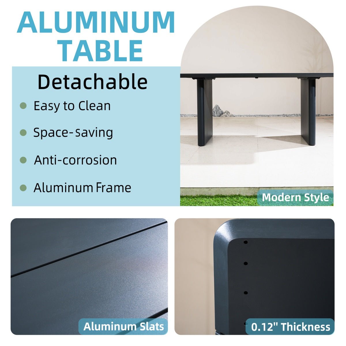 Numa-Style Calma Aluminium 8-Seat Dining Table (PJD-Calma-A2-DT1-GR-YT) - Direct Wicker