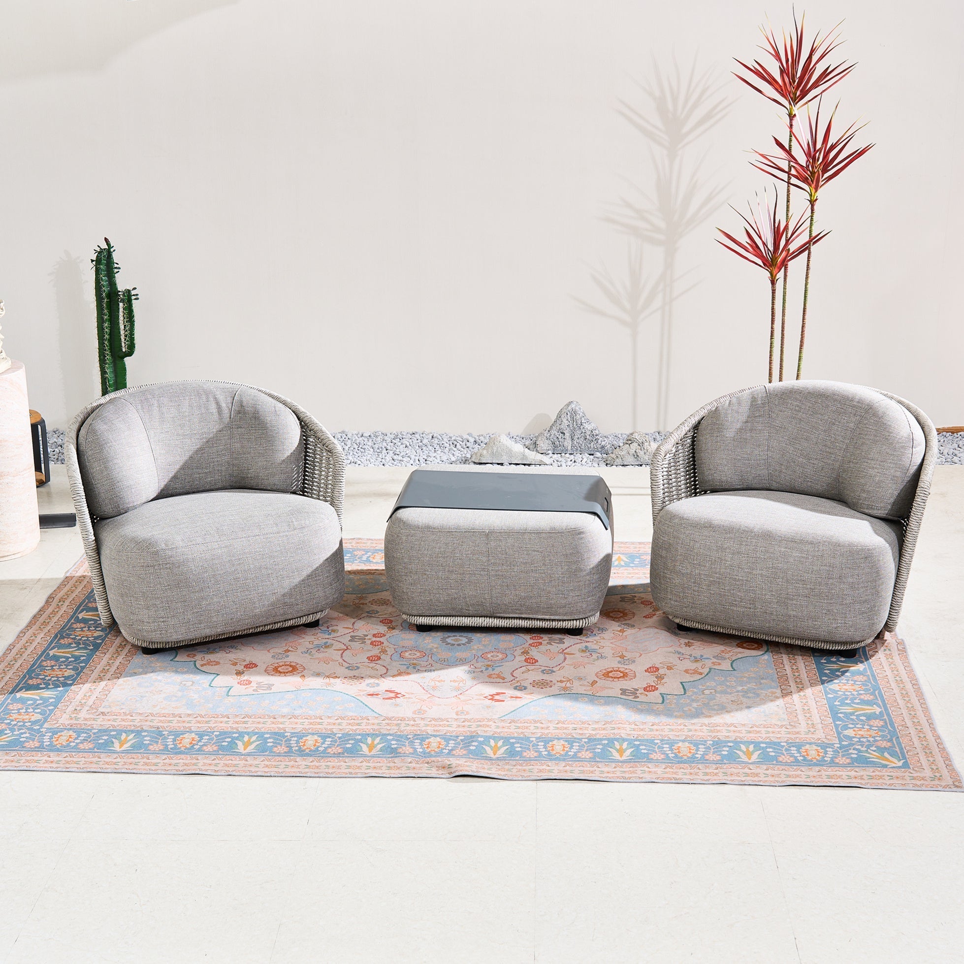 Numa - Style Kepler Footstool (PJS - Kepler - RA1 - FS - GR1 - YT) - Direct Wicker