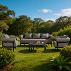 Numa - Style Malba 5 - Seat Sofa Set with Coffee Table (PJC - Malba - 5S - SofaSet+CT - GR - YT) - Direct Wicker