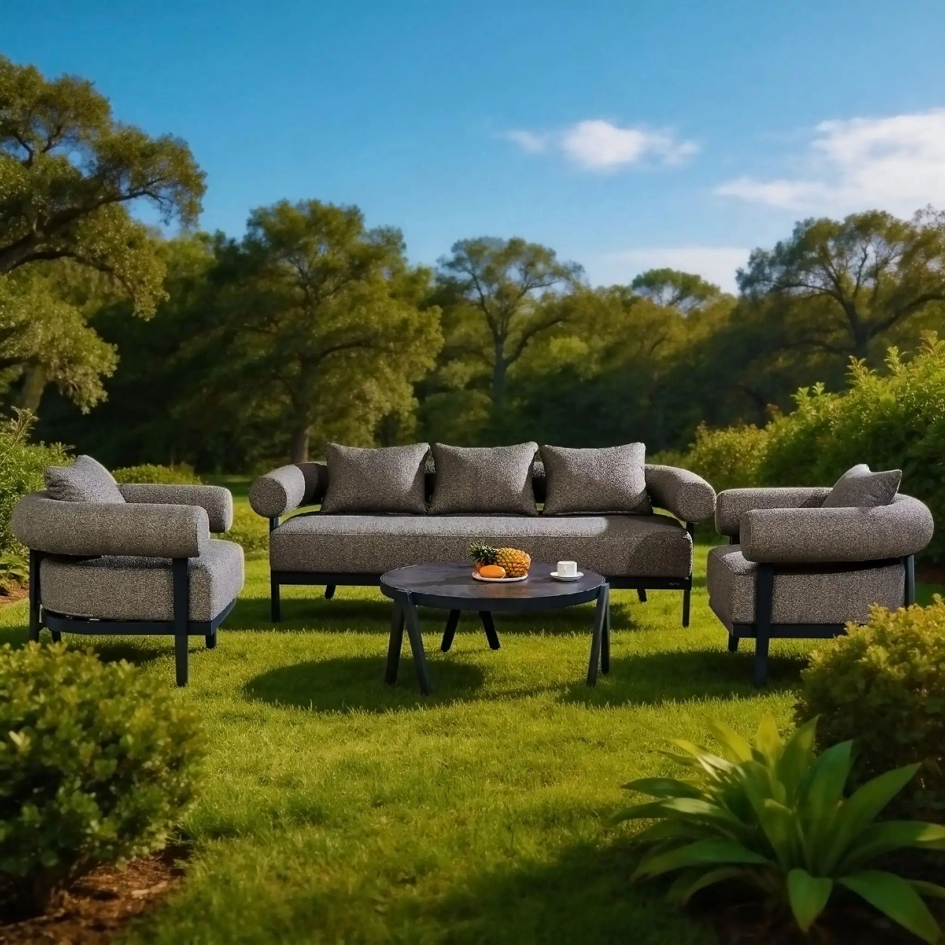 Numa - Style Malba 5 - Seat Sofa Set with Coffee Table (PJC - Malba - 5S - SofaSet+CT - GR - YT) - Direct Wicker