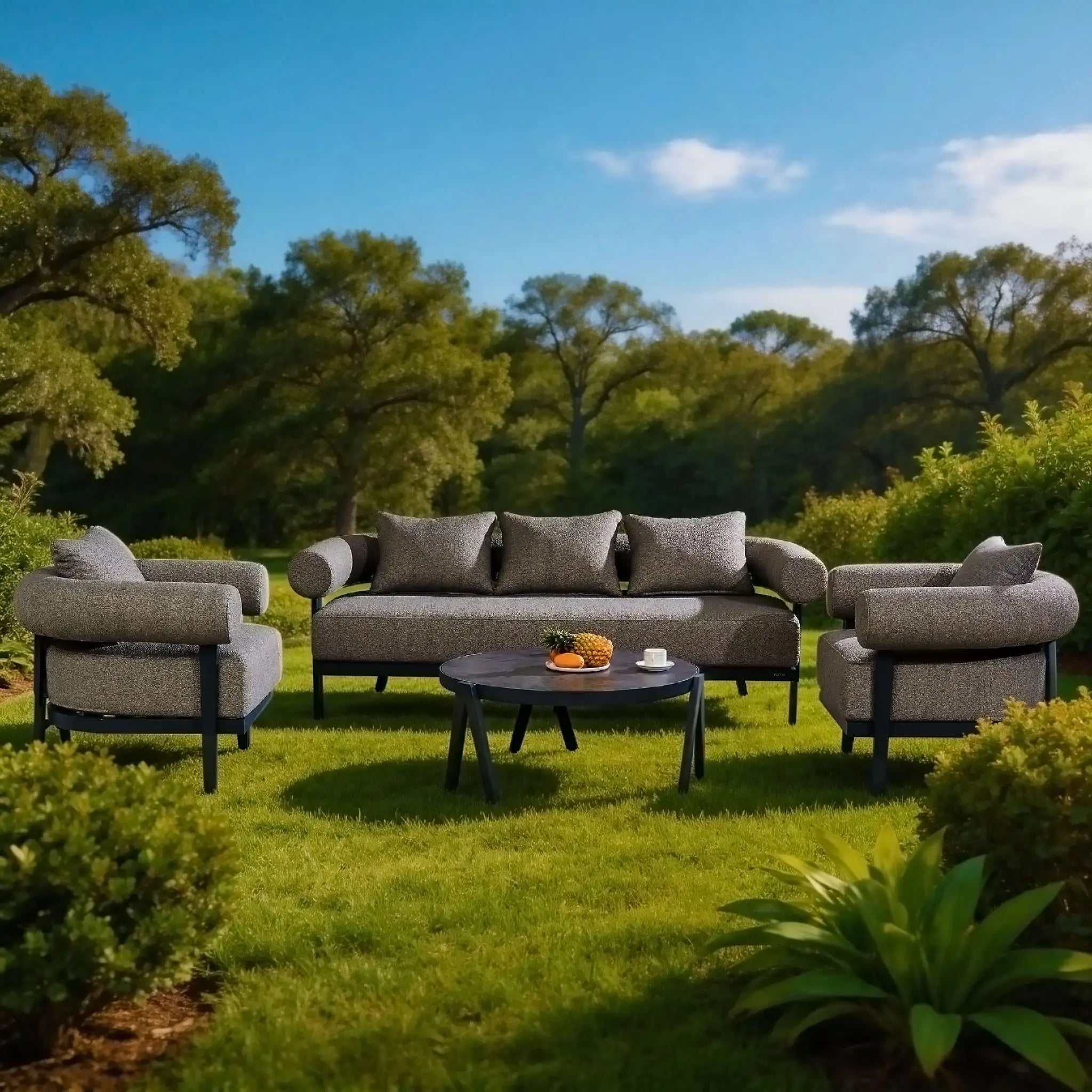Numa - Style Malba 5 - Seat Sofa Set with Coffee Table (PJC - Malba - 5S - SofaSet+CT - GR - YT) - Direct Wicker