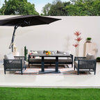 Numa-Style Nord 5-Seat Sofa Set with Rising Dining & Coffee Table (PJD-Nord-5S-SofaSet+RT-GR-YT) - Direct Wicker