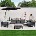 Numa-Style Nord 7-Seat Sofa Set with Rising Dining & Coffee Table (PJD-Nord-7S-SofaSet+RT-GR-YT) - Direct Wicker