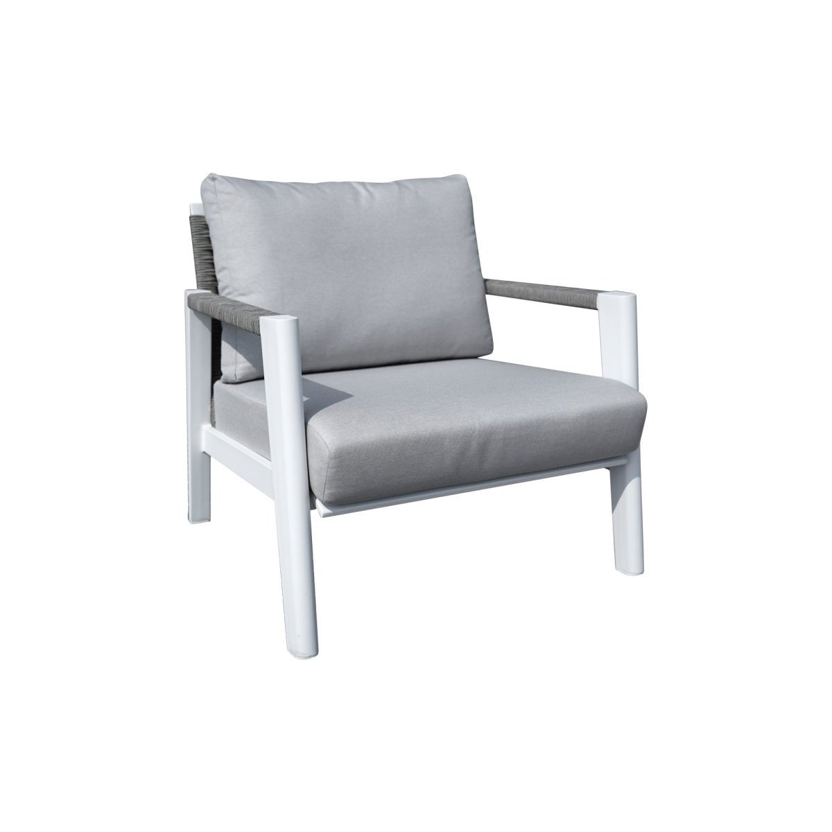 Olifin 12" Cushion Aluminum Single Patio Sofa – Rustproof, Cool-Touch, Washable Cover - Direct Wicker