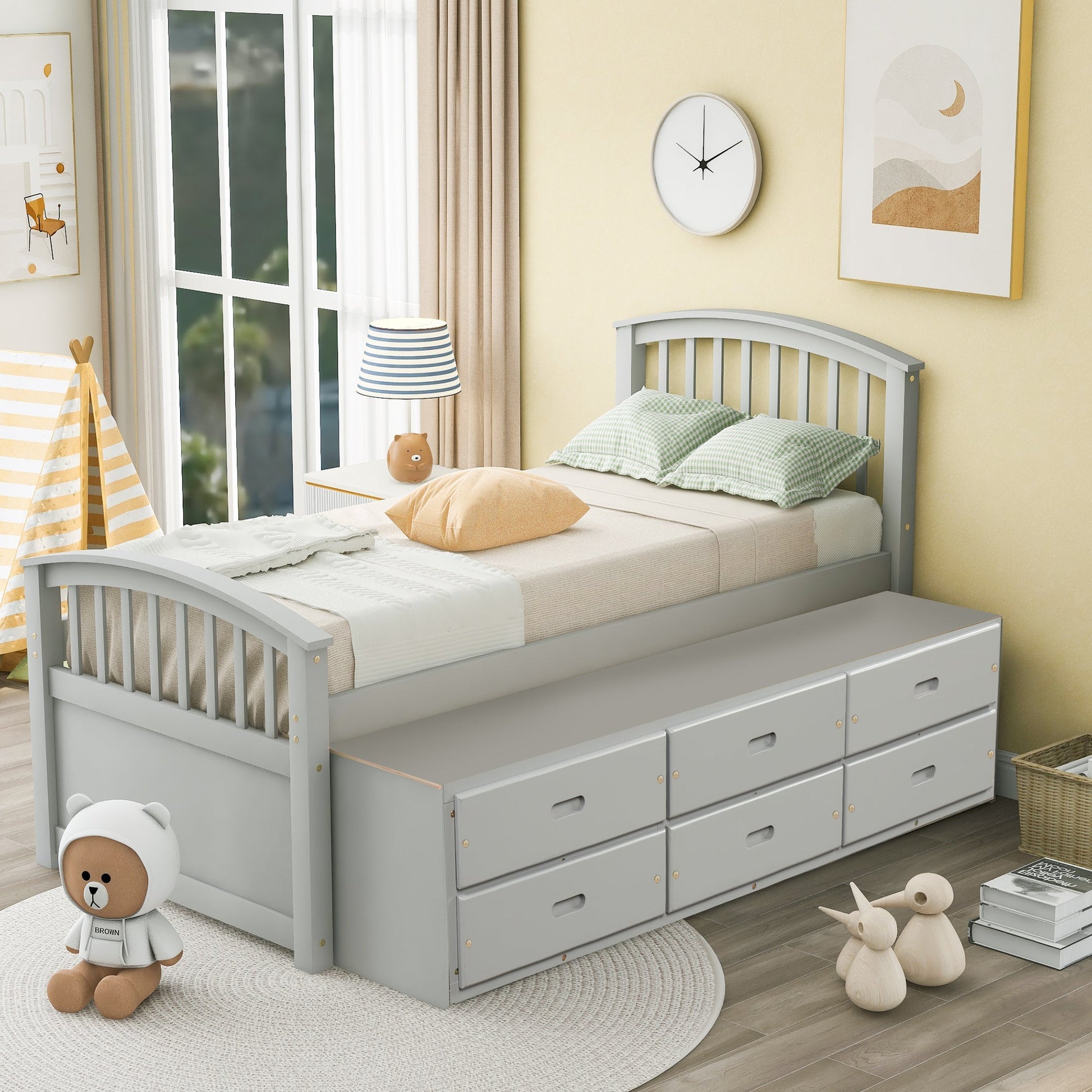 Orisfur Twin Bed Frame With Drawers, Constructed From Solid Wood (SG000120EAA) - Direct Wicker